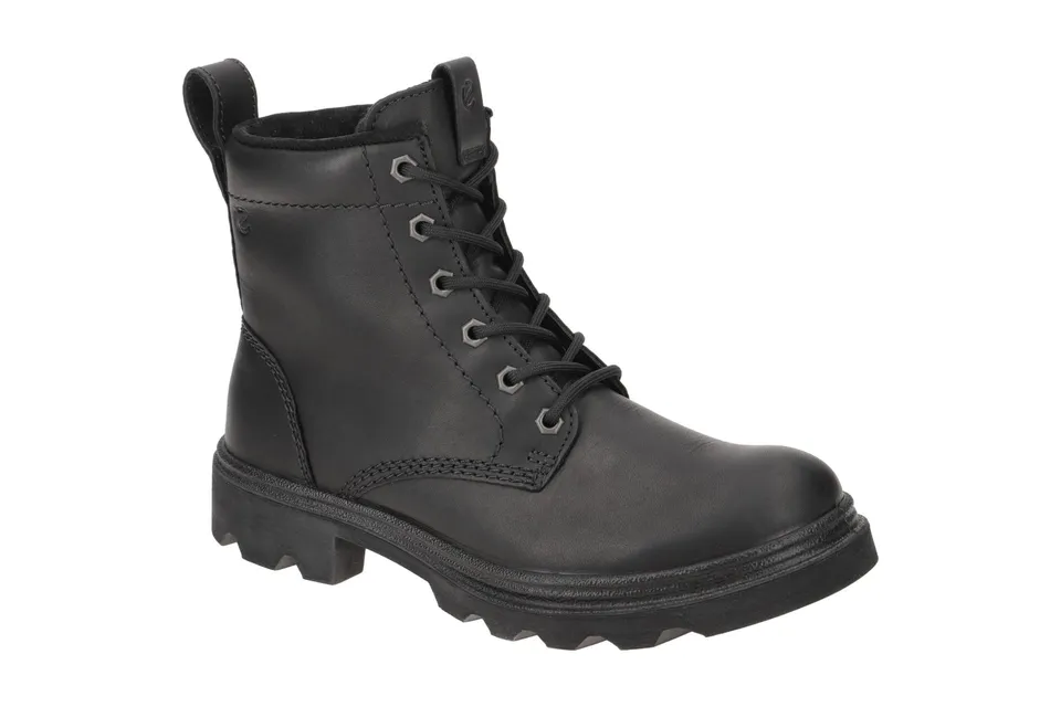 ECCO Grainer Botte Lacets Femme Cuir Zip Imperméable