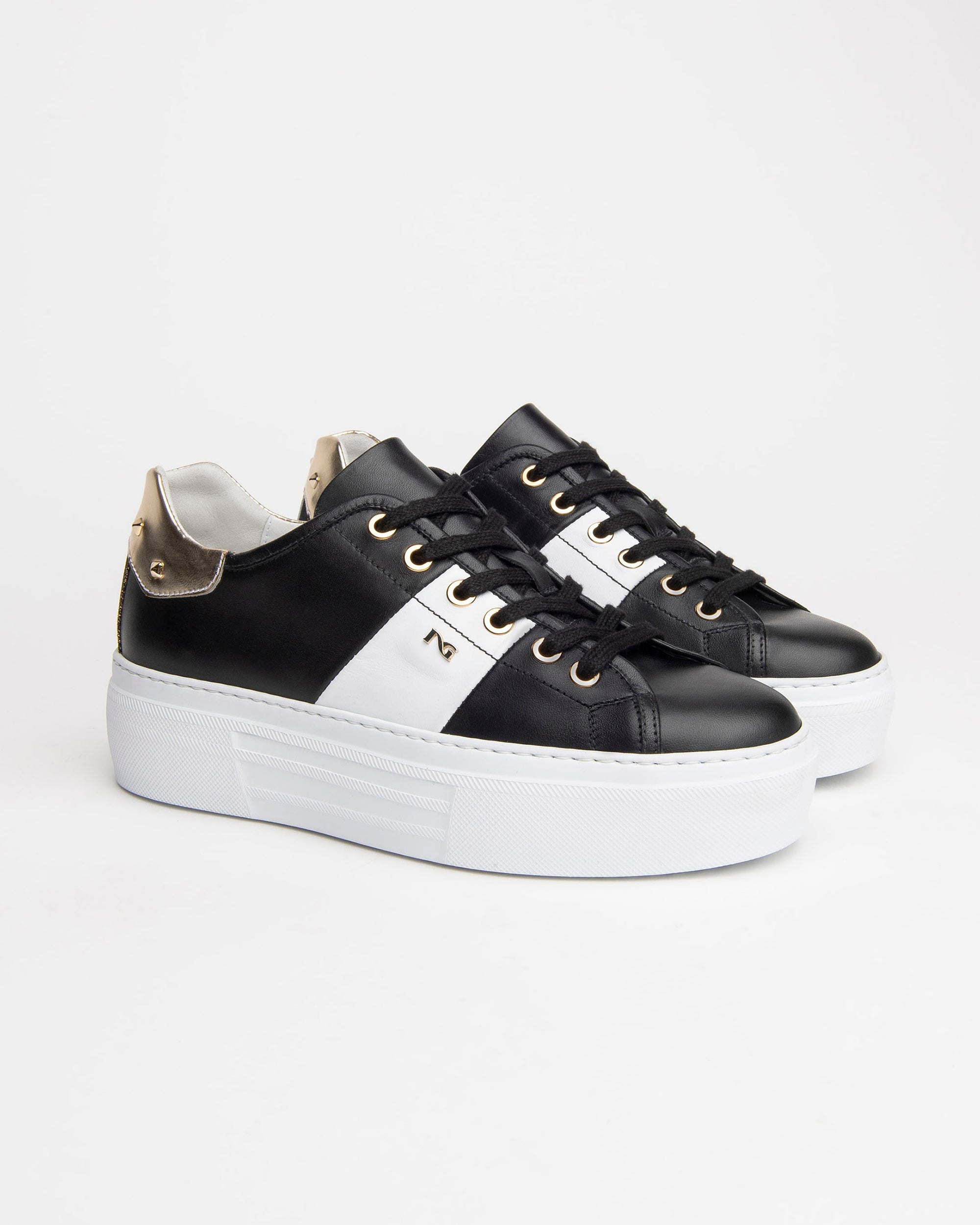 NeroGiardini Sneakers Femme Cuir Platine Plateforme 4,5 cm