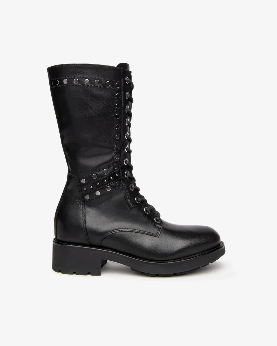 NeroGiardini Bottes Femme Cuir Lacets Mi-Mollet 35-41