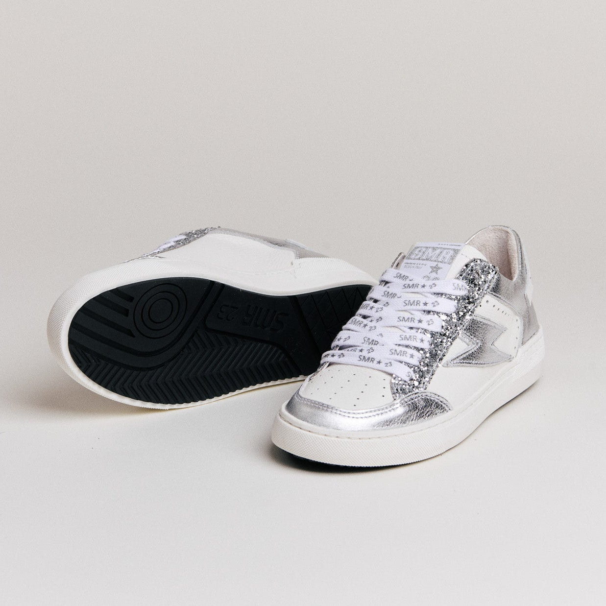 SMR Noubar D603 Baskets Blanc Argent Cuir