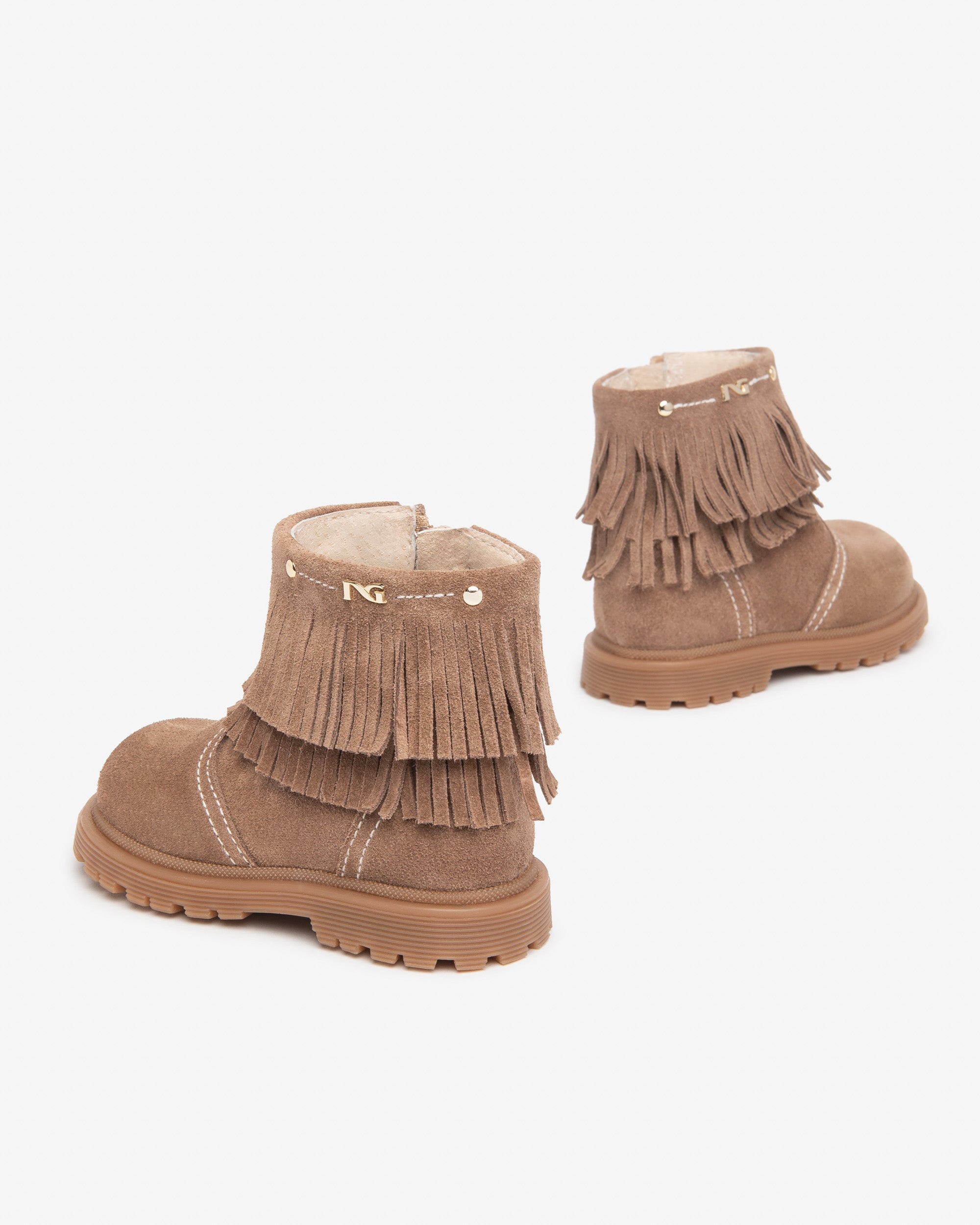 NeroGiardini Bottines Junior Fille Cuir Velours Franges