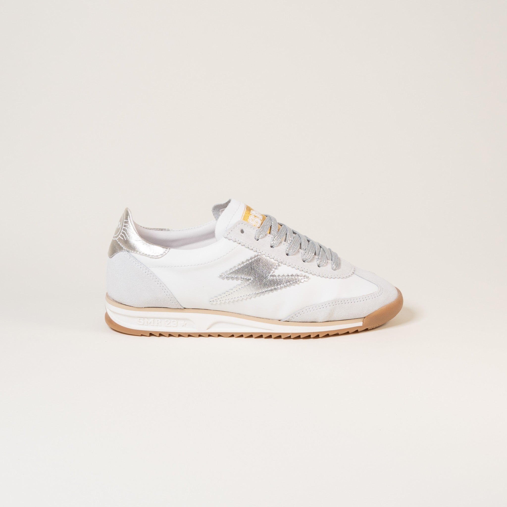 SMR Joyce E313 baskets cuir blanc argent