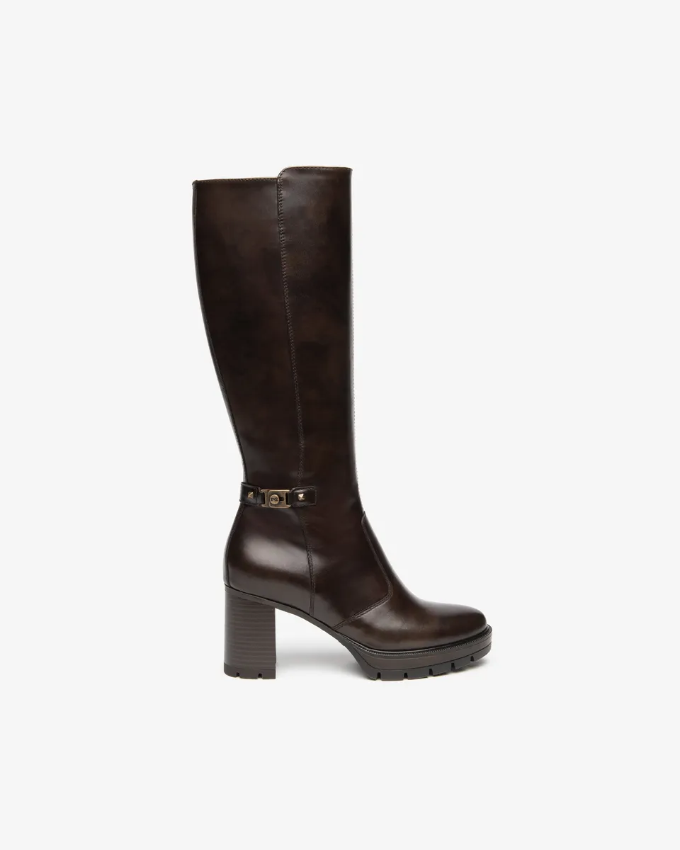 NeroGiardini Bottes Femme Cuir Plateforme Talon 80 mm