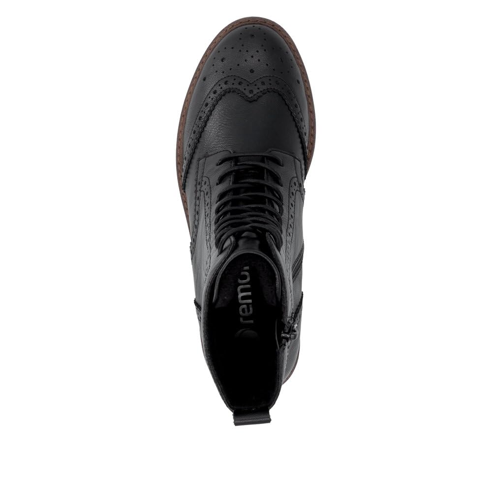 Remonte D2Q73 bottes à lacets femme noir cuir zip