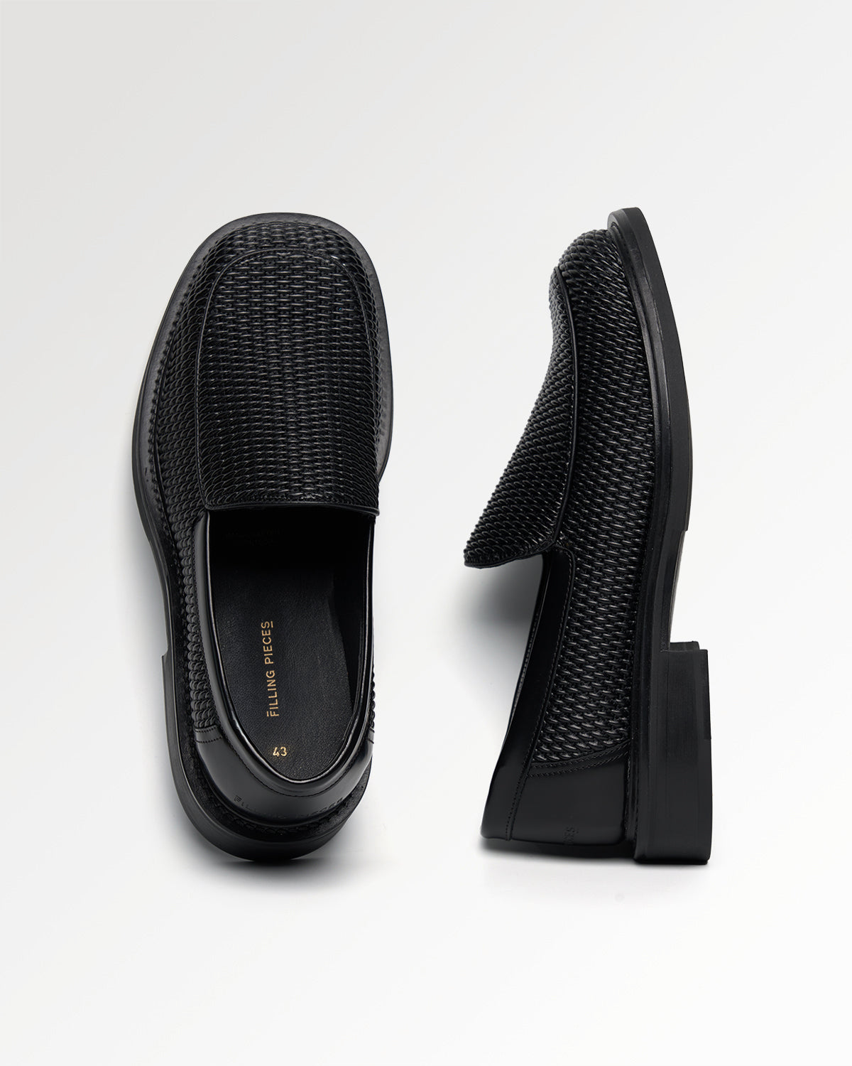 Filling Pieces Reed Square mocassin noir cuir vegan