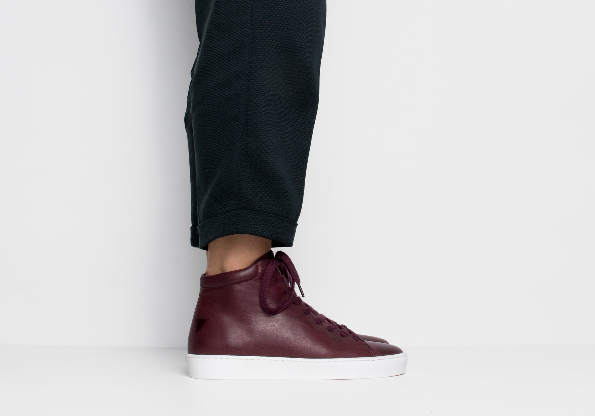 JAK Royal Hi sneakers cuir bordeaux semelle gomme