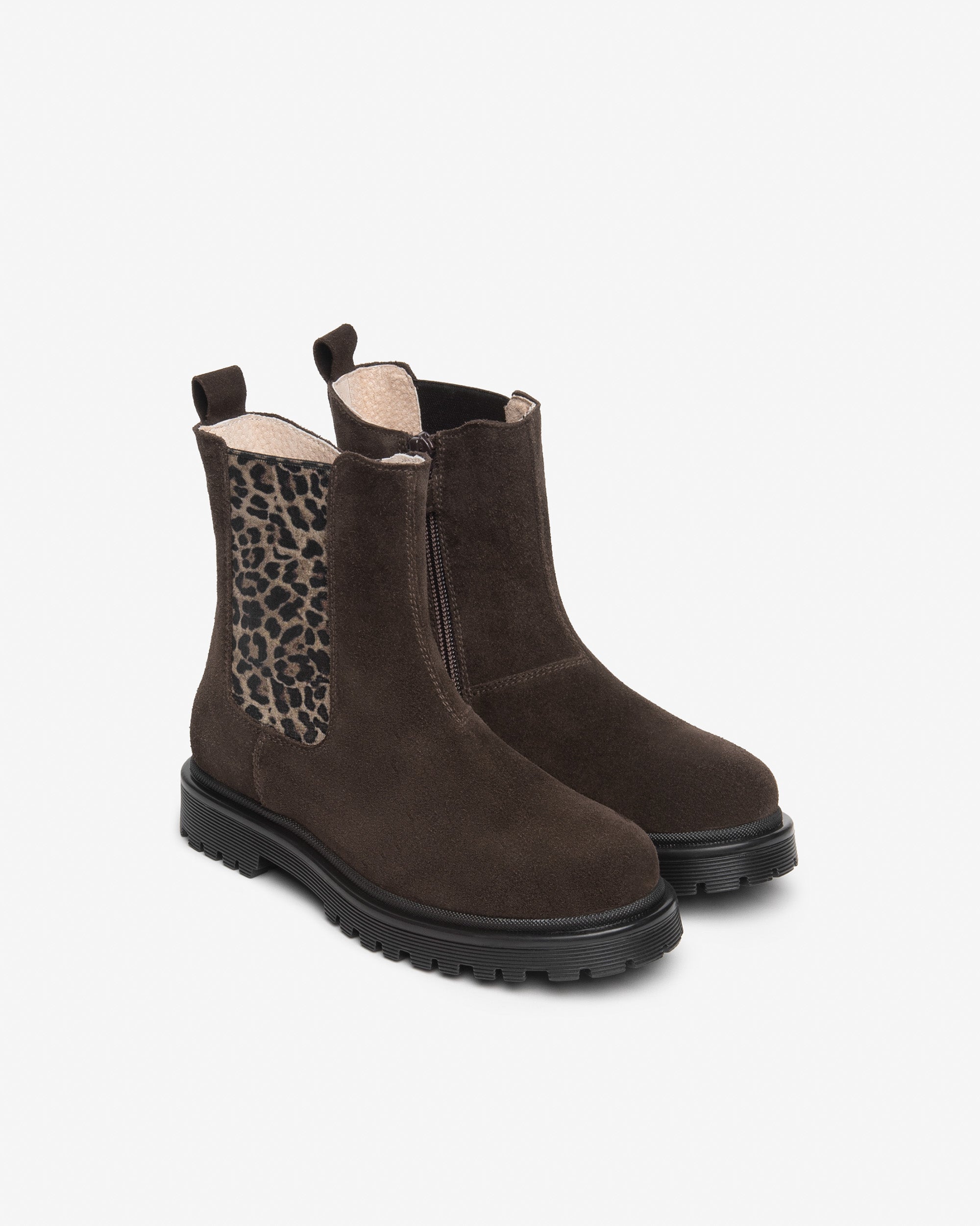 NeroGiardini Bottines fille daim zip imprimé animalier