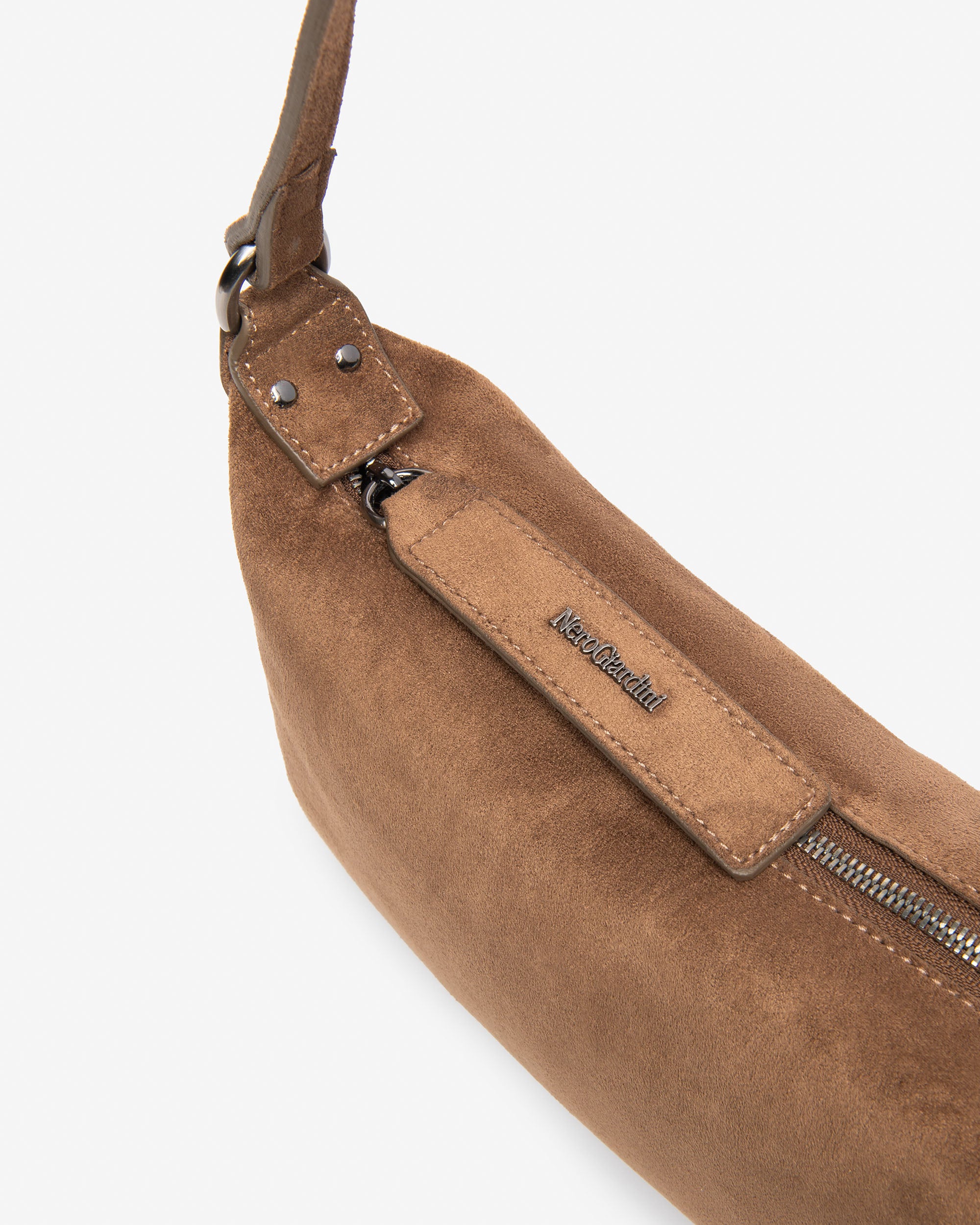 Nerogiardini Sacs Sac Bandoulière Femme Daim PZ Rabat Asymétrique