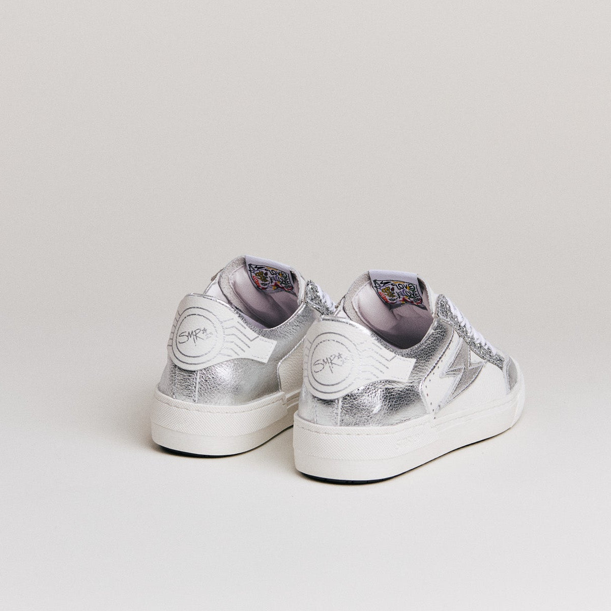 SMR Noubar D603 Baskets Blanc Argent Cuir