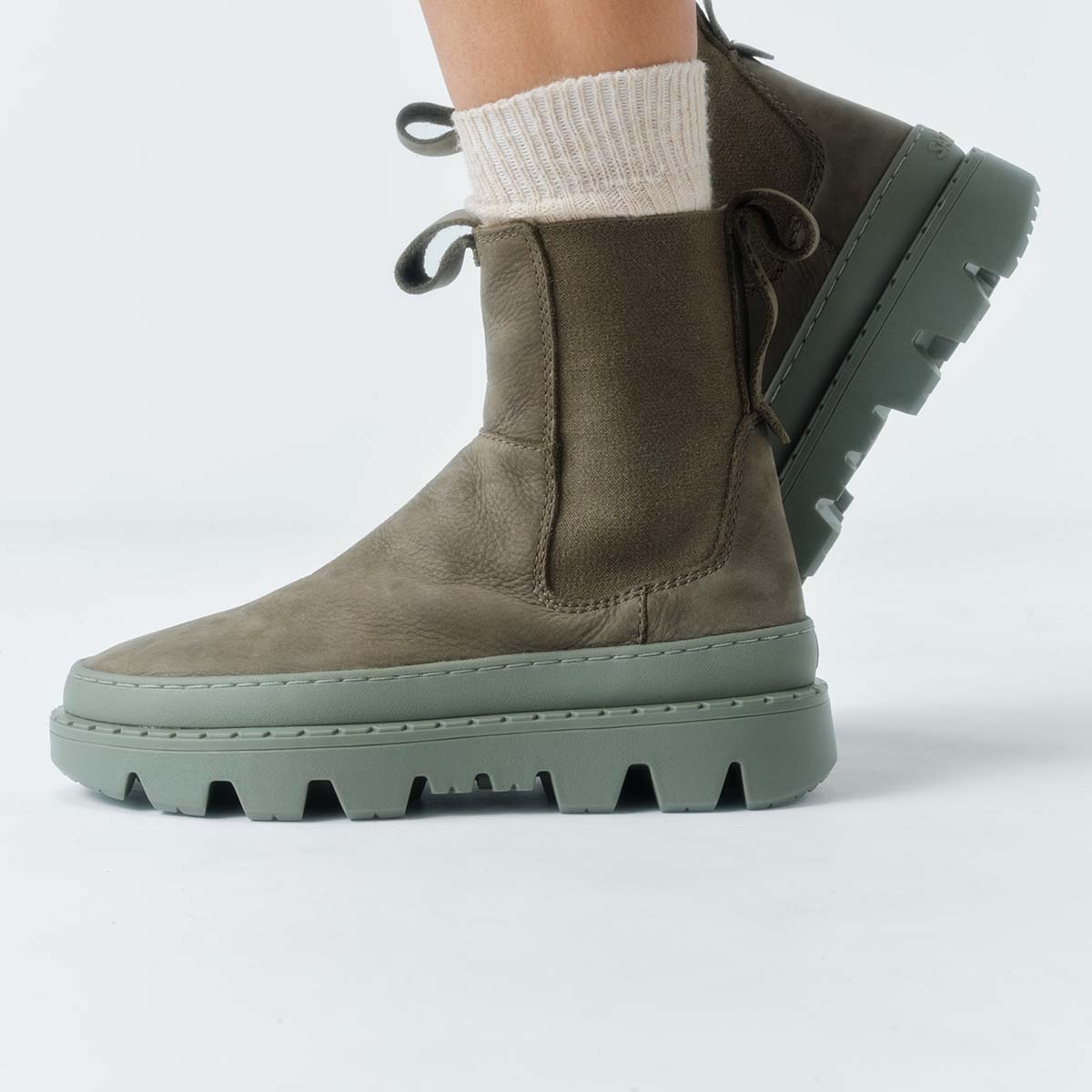 Satorisan Unalome Elastics Premium boots cuir femme Algue