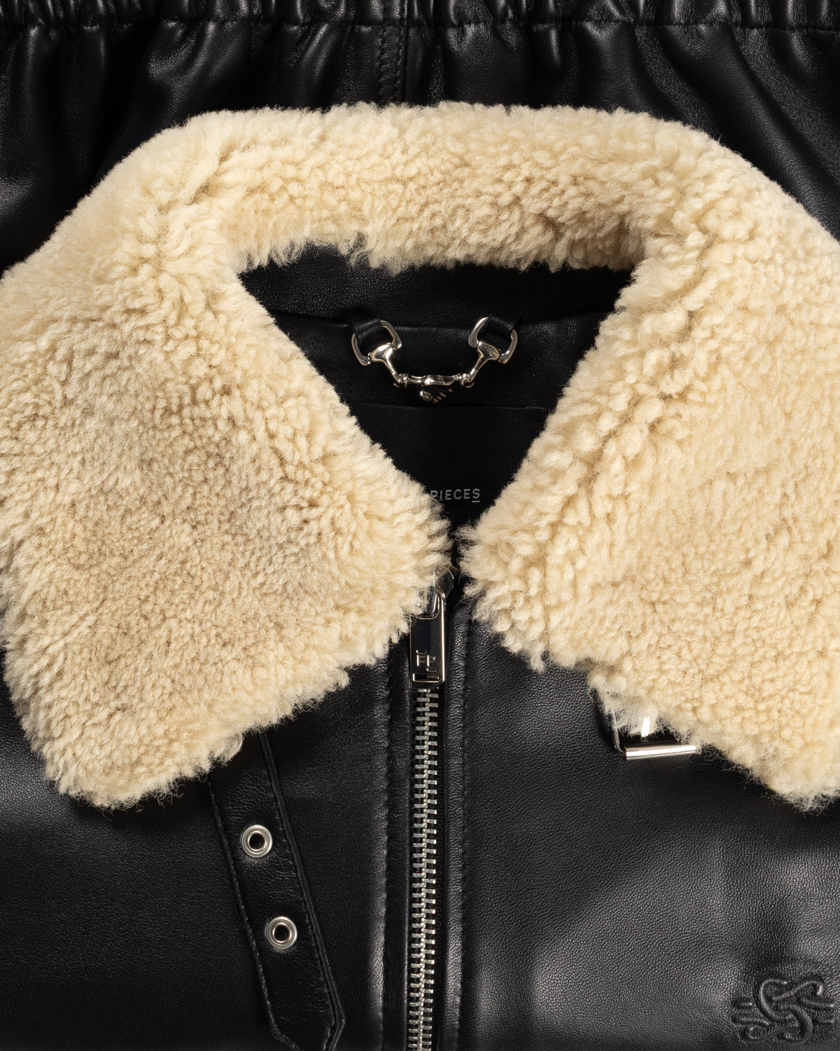 Filling Pieces Biker Jacket Shearling blouson noir shearling
