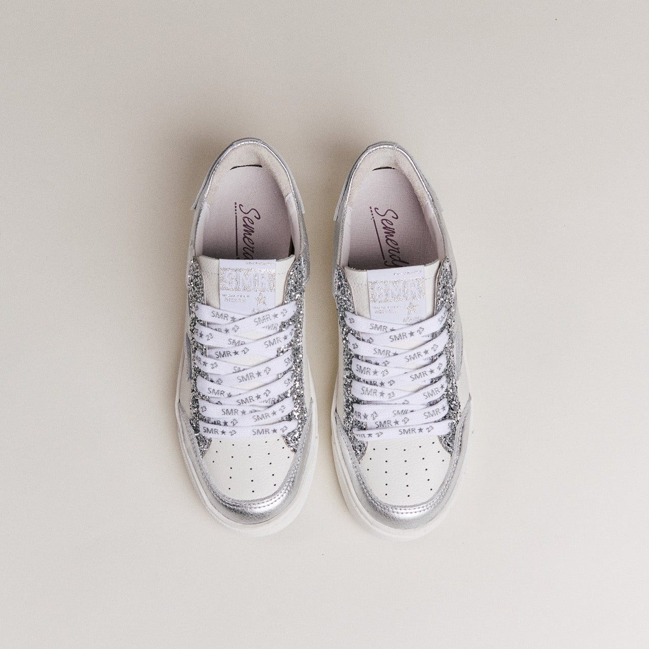 SMR Noubar D603 Baskets Blanc Argent Cuir