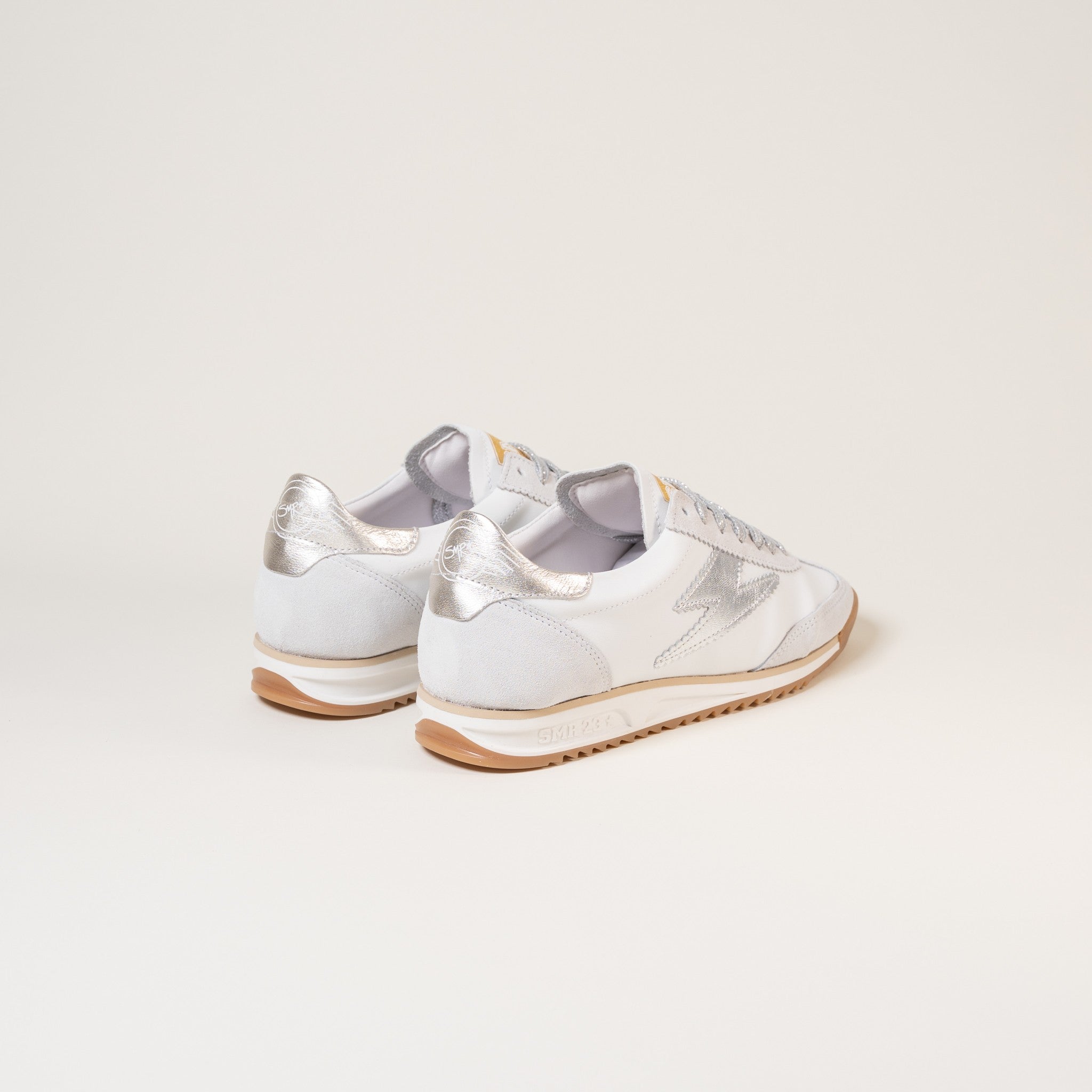 SMR Joyce E313 baskets cuir blanc argent
