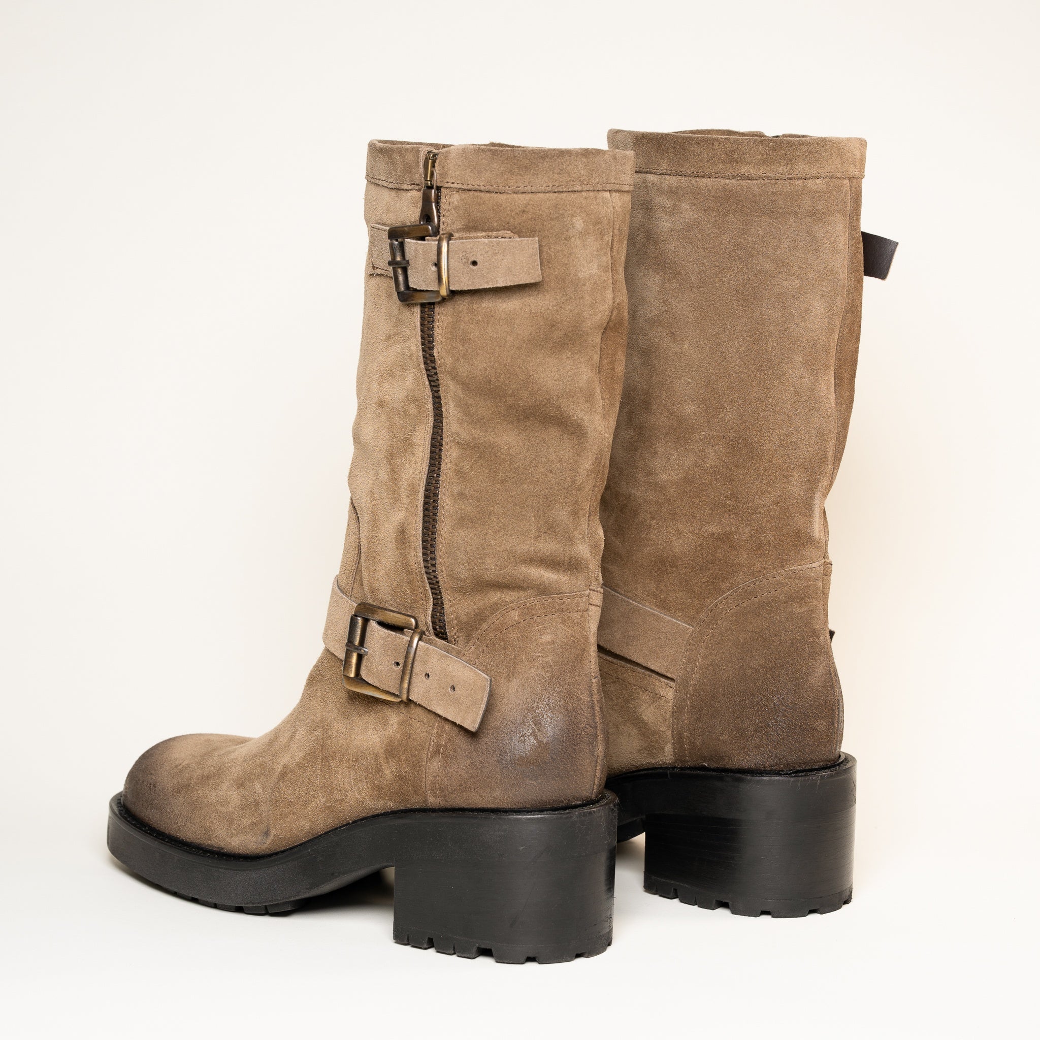 SMR Biker E1468E1 bottines daim beige talon 6 cm