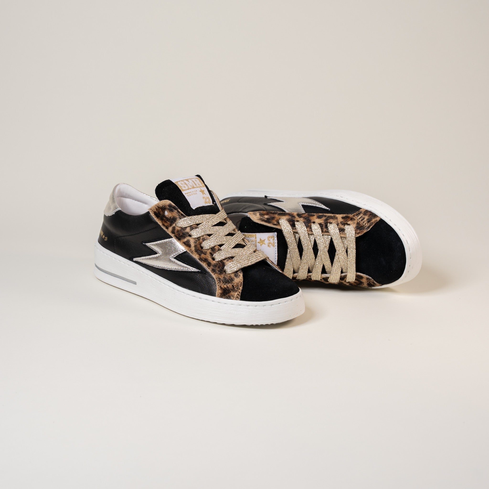 SMR Maya E189 baskets léopard noir champagne
