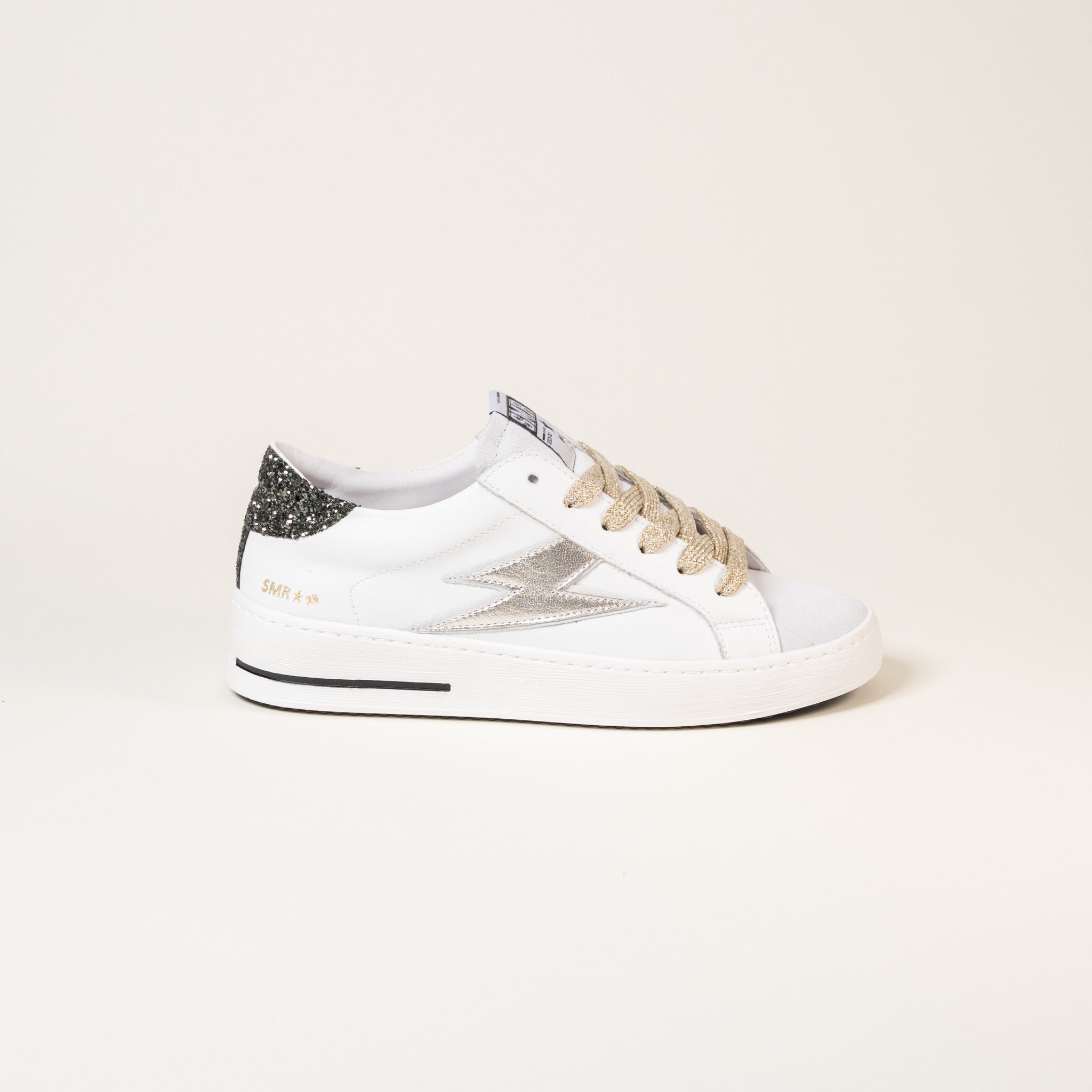 SMR Maya E479 Baskets Blanc Champagne Cuir