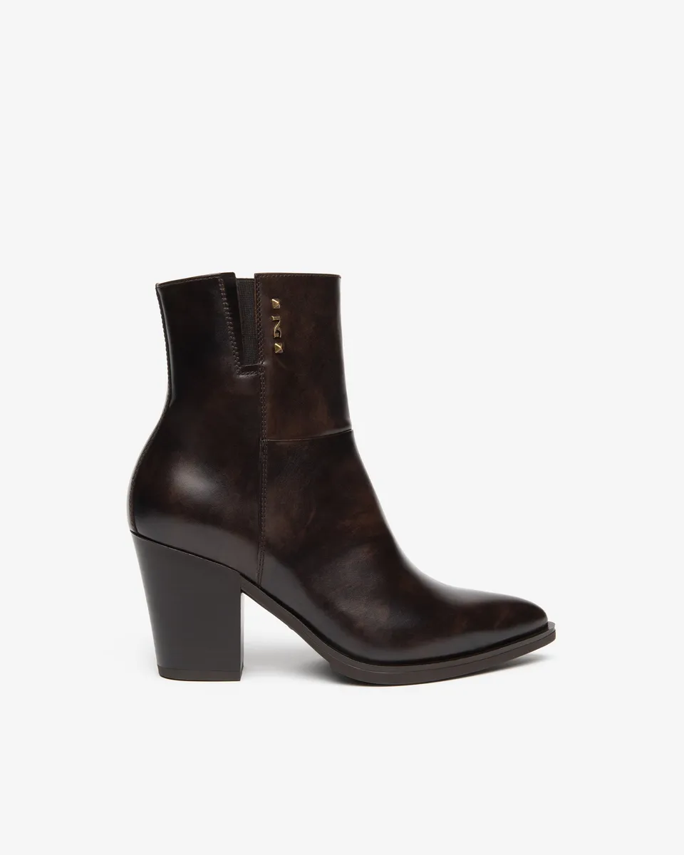 NeroGiardini Bottines Femme en Cuir Talon Western Zip