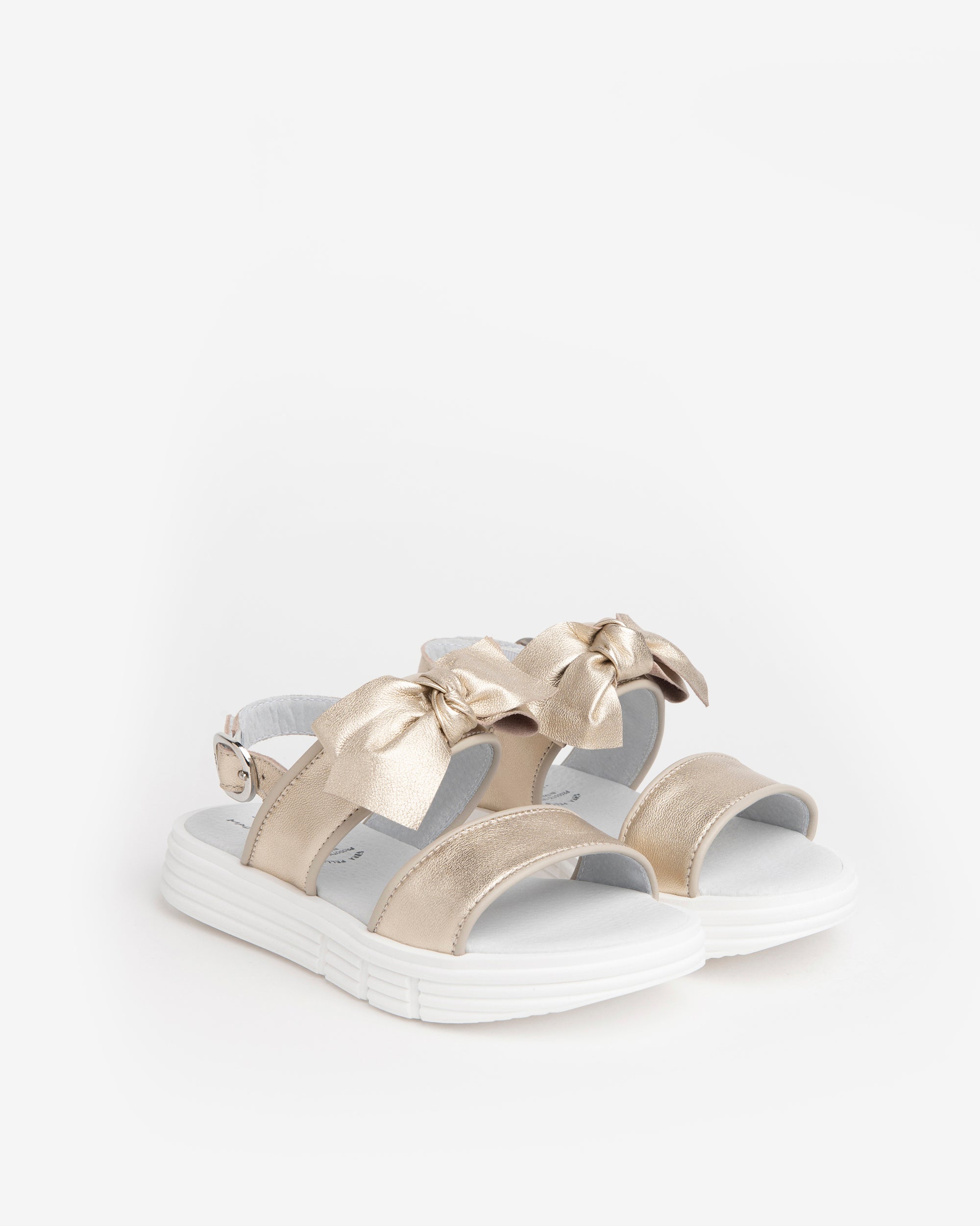NeroGiardini Sandales Fille Cuir Lamé Nœud Boucle