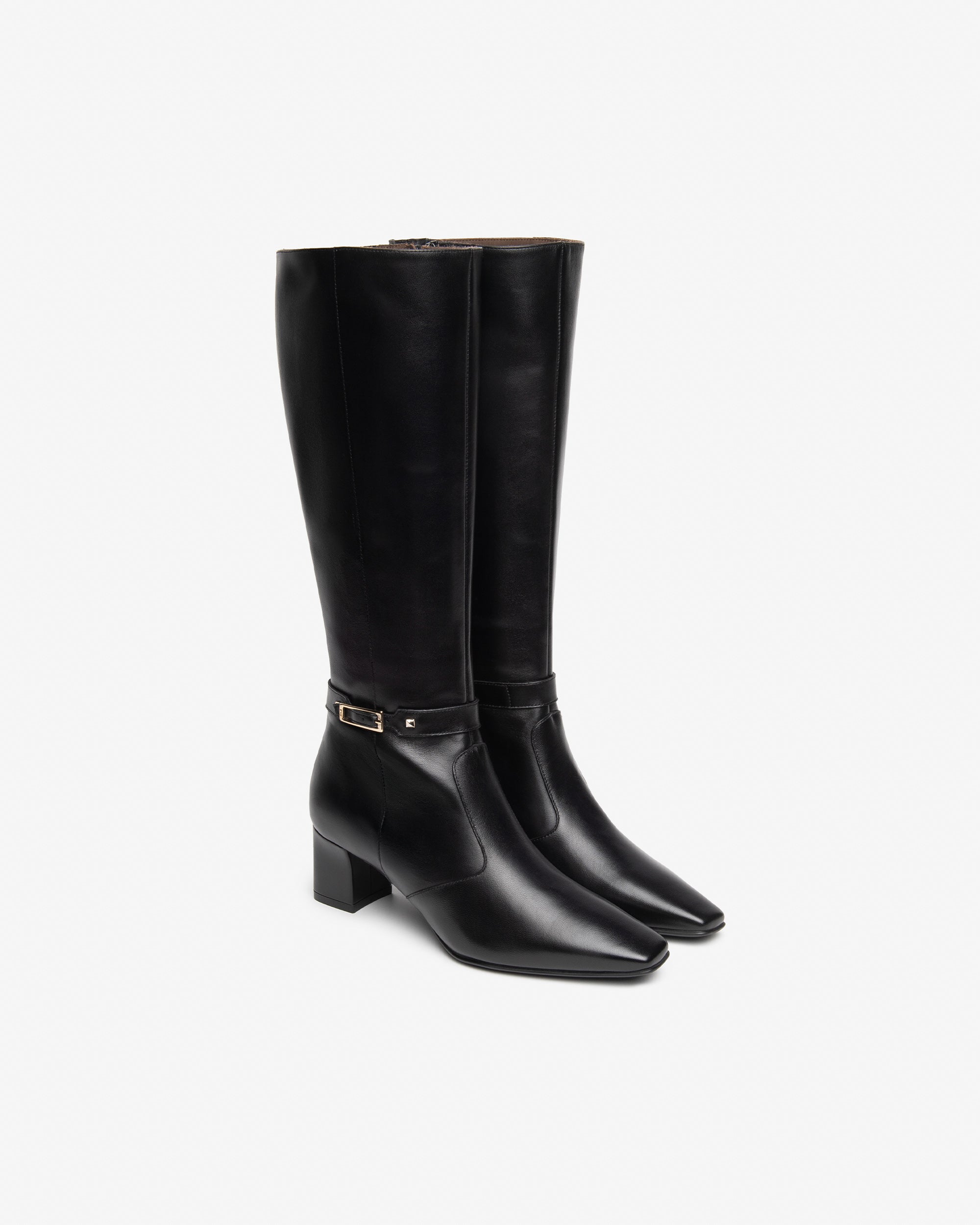 NeroGiardini Bottes Femme Cuir Talon Bloc 55 Tige Haute