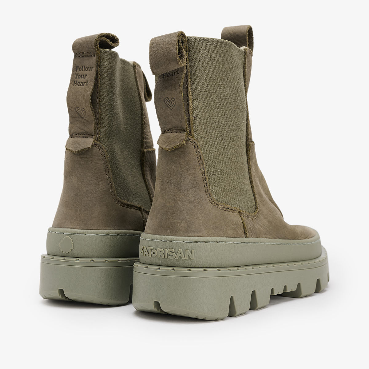 Satorisan Unalome Elastics Premium boots cuir femme Algue