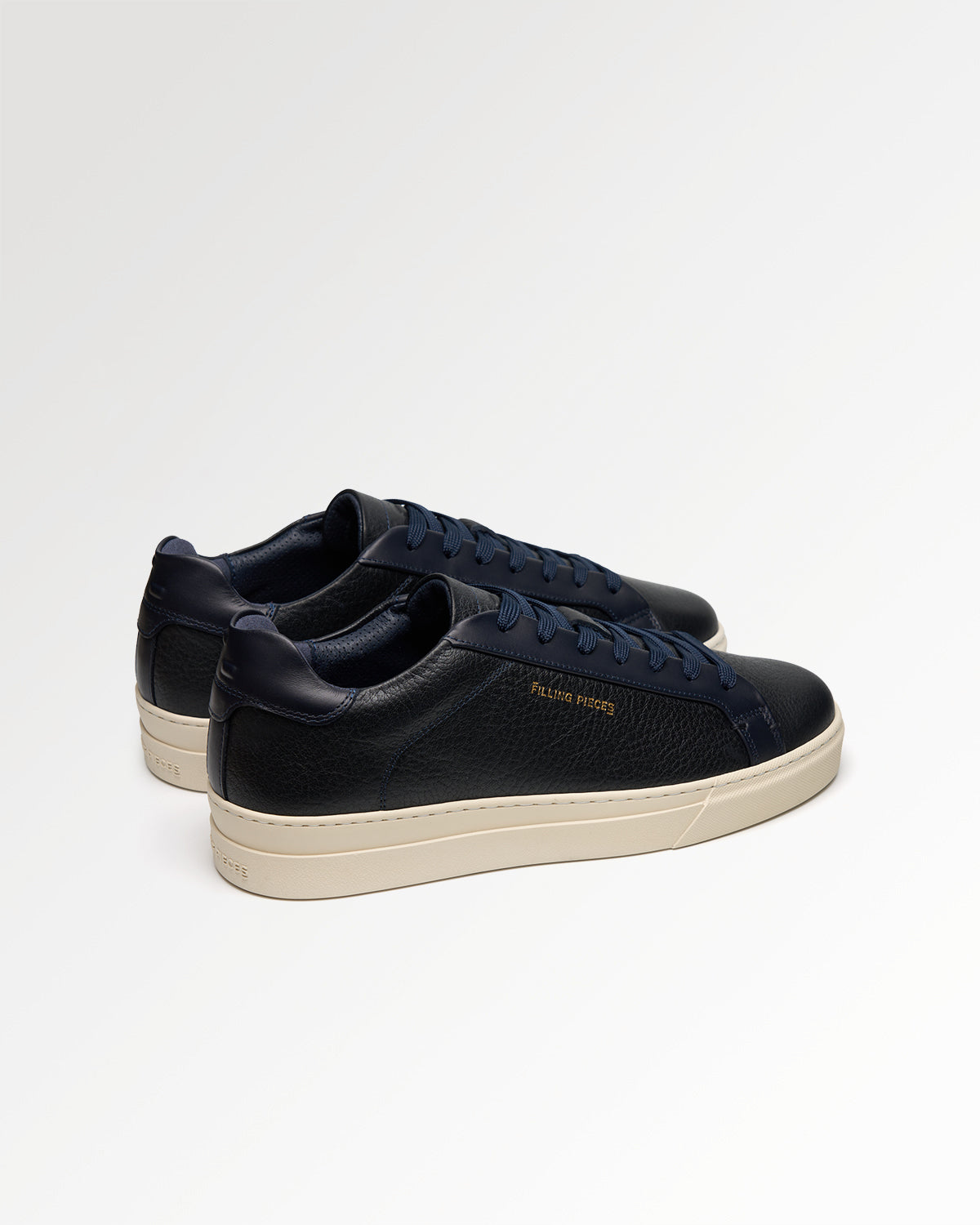 Filling Pieces Tiebreak Waxed Grain Navy sneakers bleu marine cuir