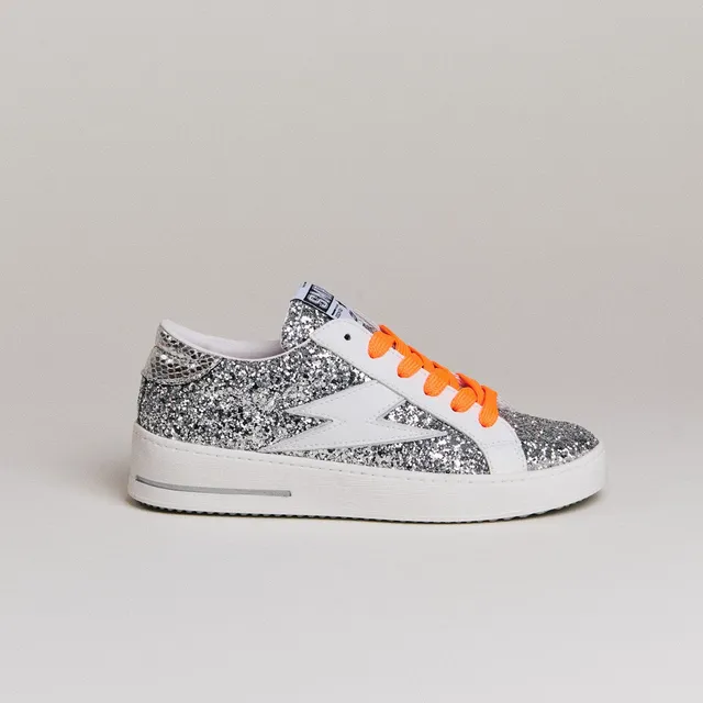 Semerdjian Maya D598 baskets argent python orange fluo
