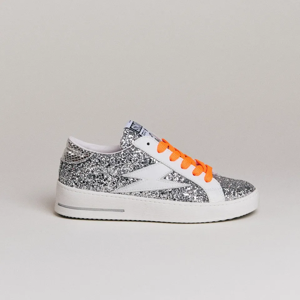 Semerdjian Maya D598 baskets argent python orange fluo