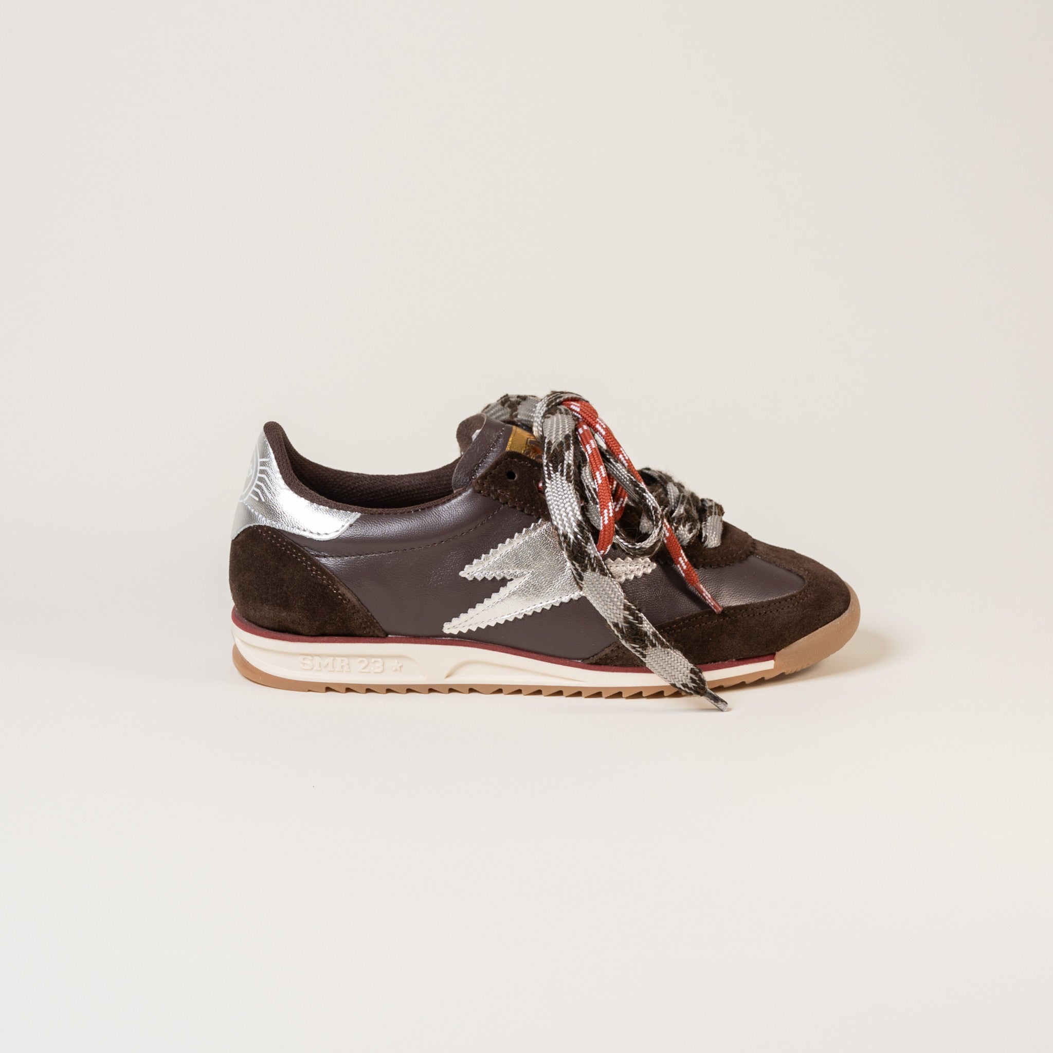 SMR Joyce E321 baskets marron taille 38 cuir argent