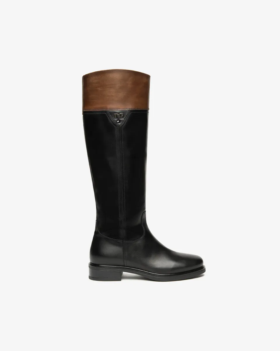 NeroGiardini Bottes Femme en Cuir Bottes Zip Talon 30 mm