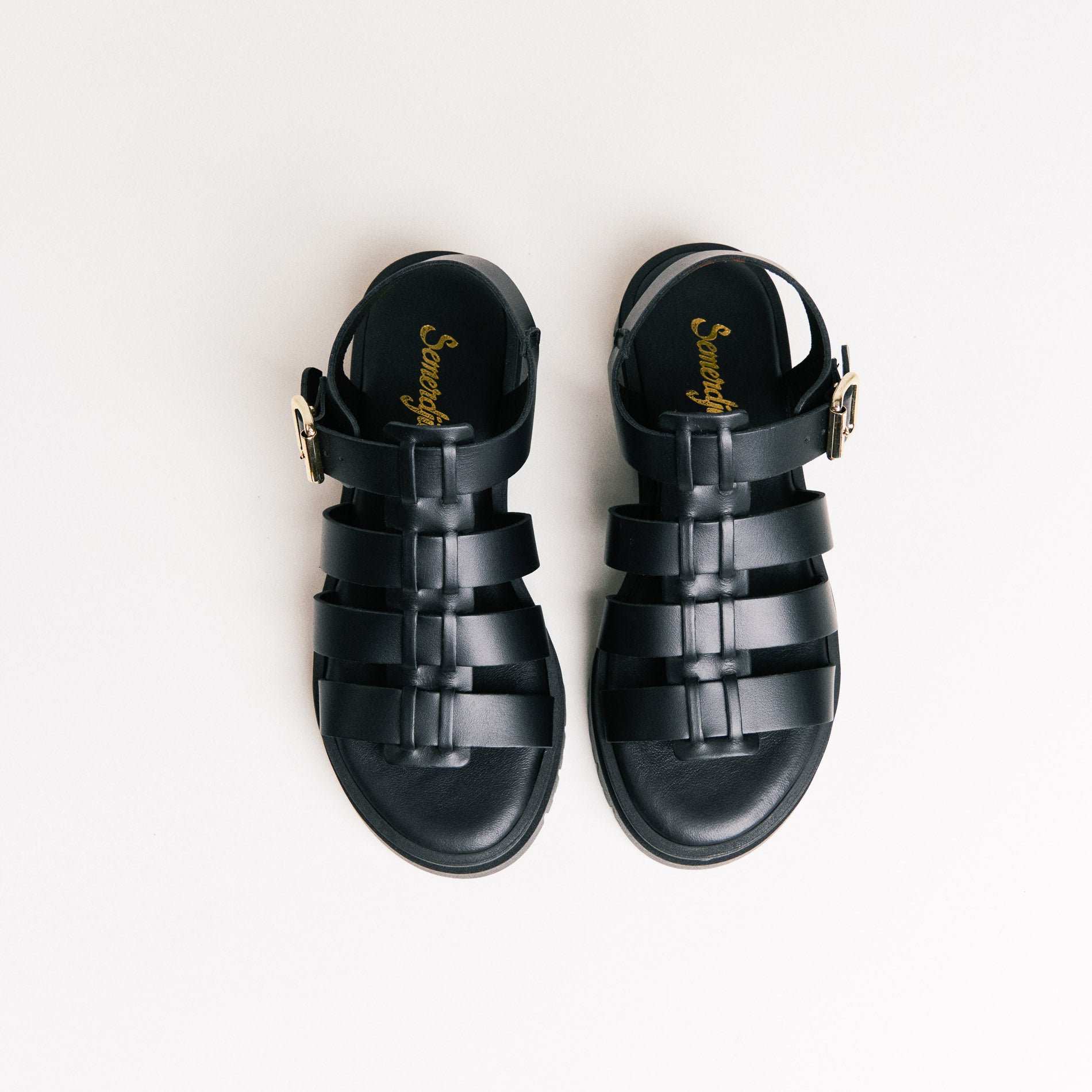 SMR Delia Vitello sandales cuir noires semelle 4 cm