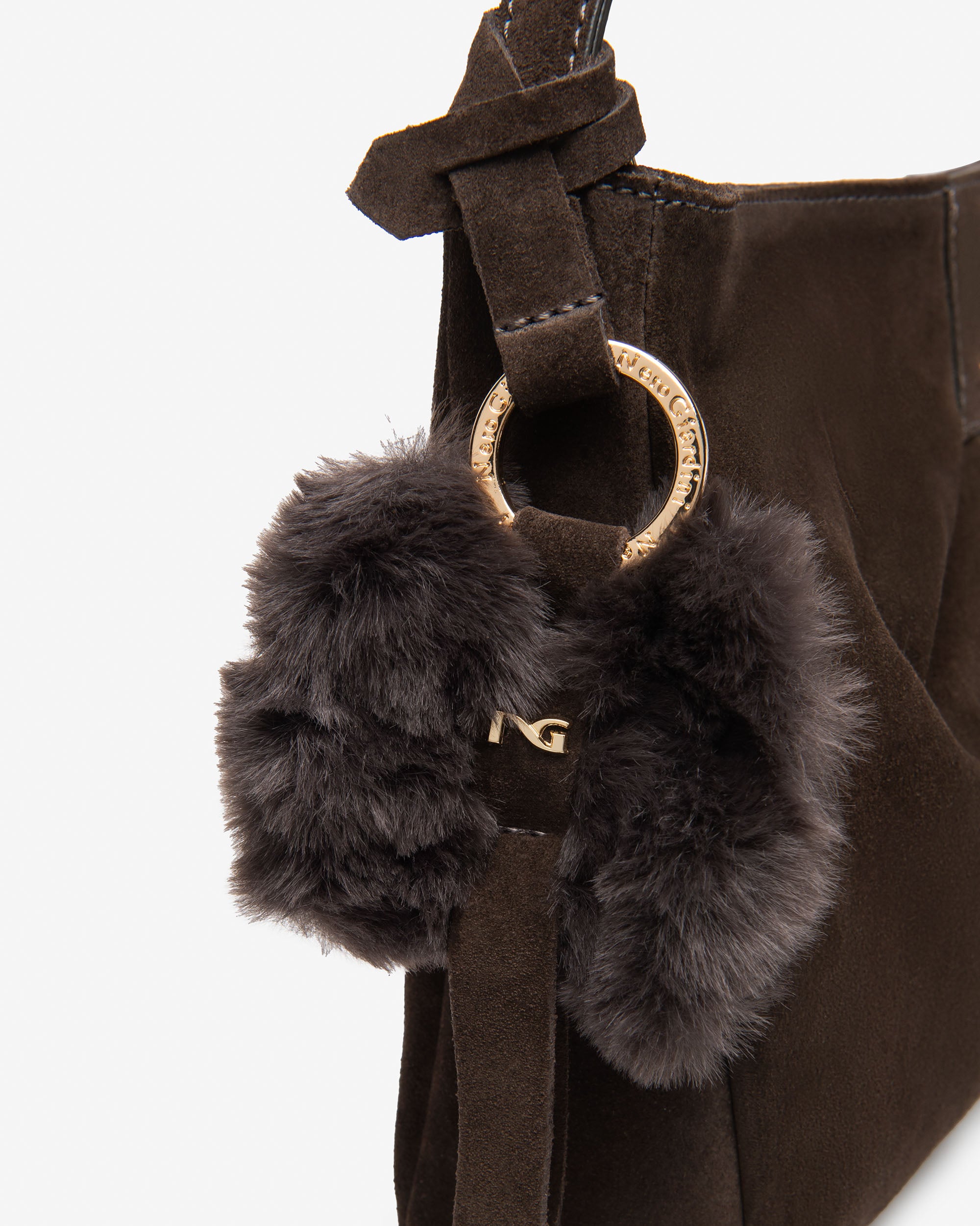 Nerogiardini Sacs Sac épaule cuir daim PZ drapé