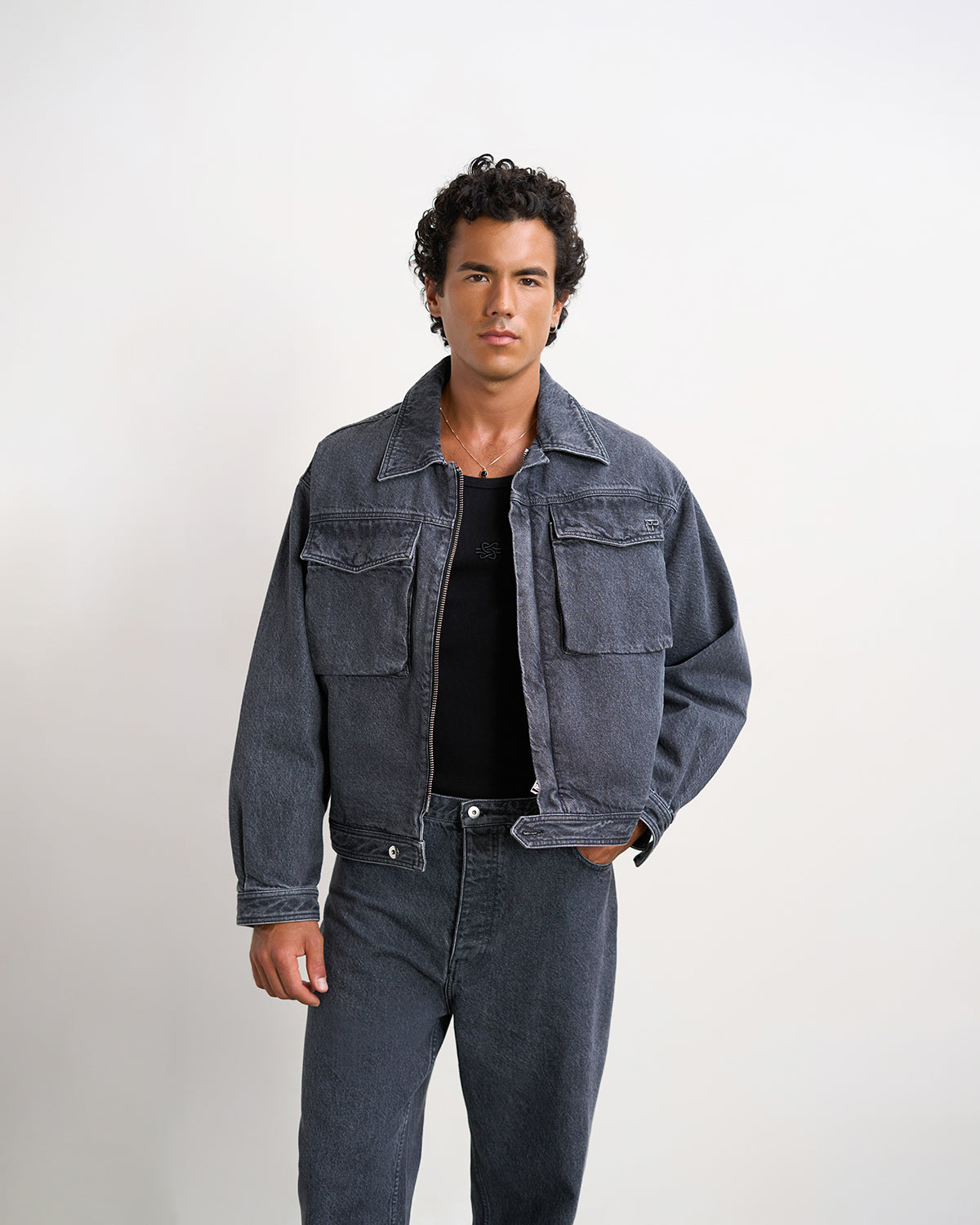 Filling Pieces Denim Jacket Washed Black veste jean noir coton