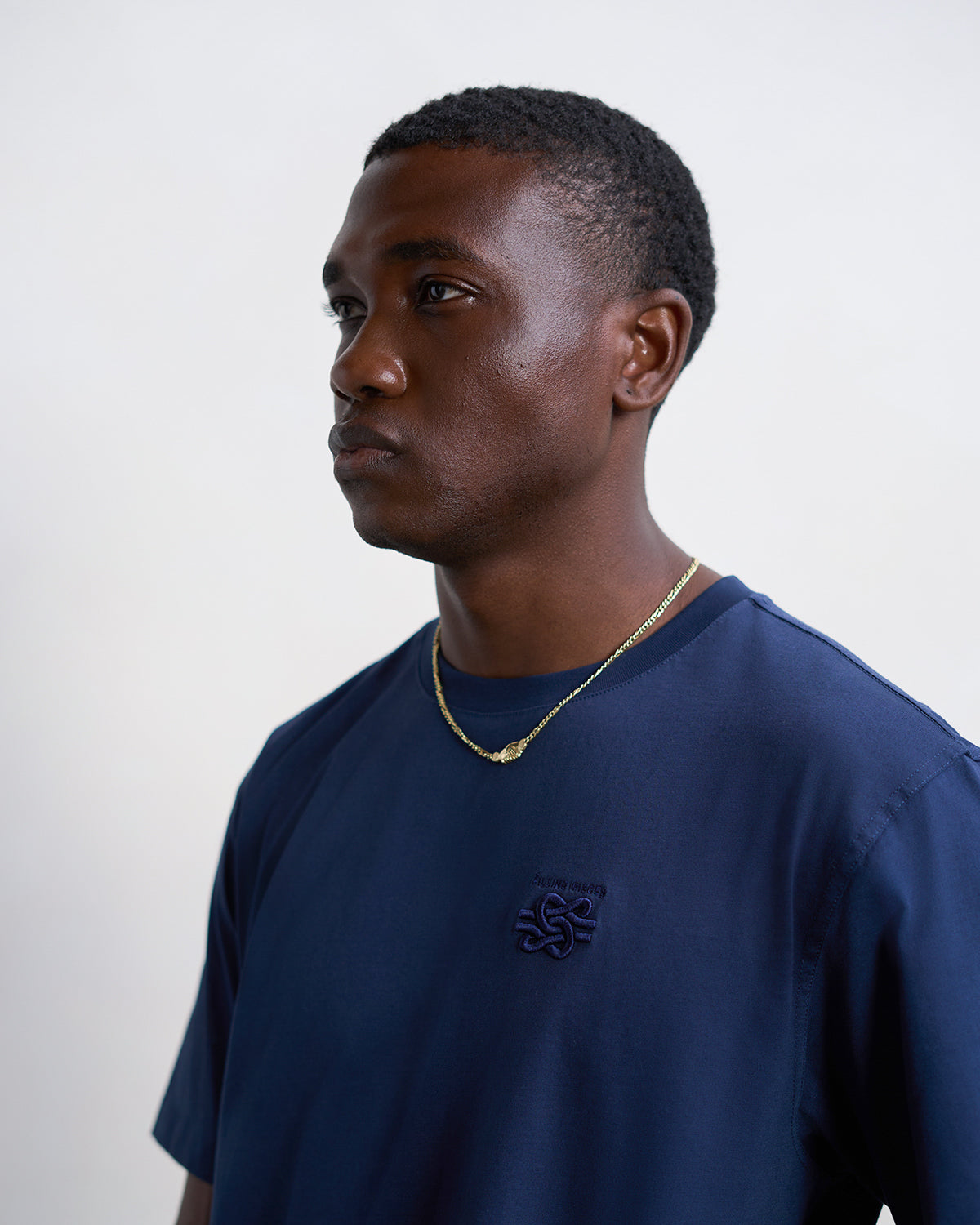 Filling Pieces Embroidered Knot T-shirt Navy coton bio