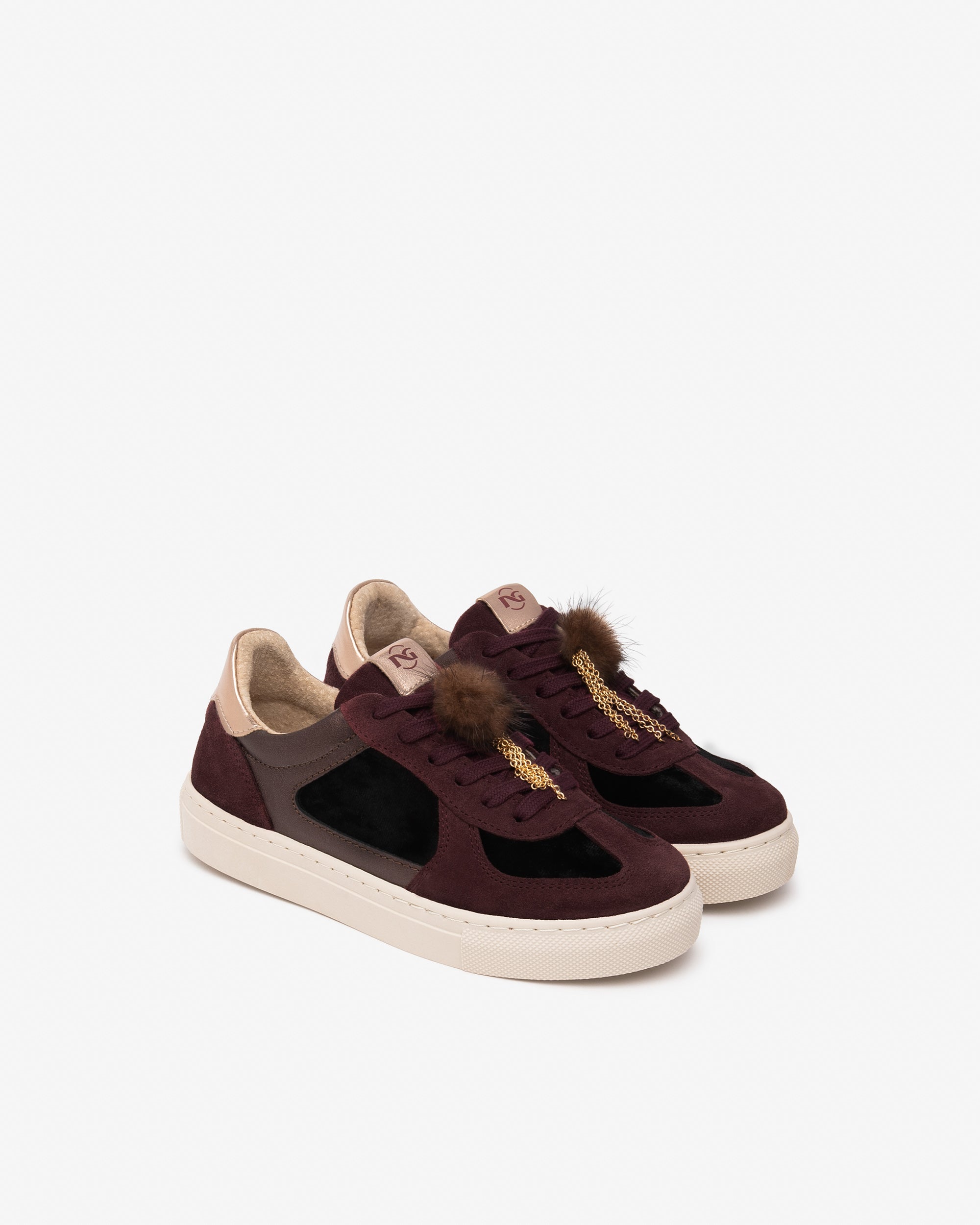 NeroGiardini Sneakers Fille Cuir Velours Pompon
