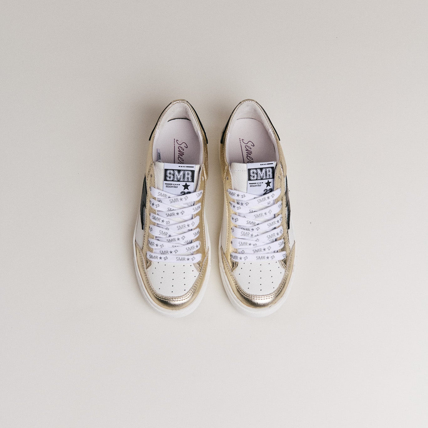 SMR Noubar D606 baskets blanc noir or cuir
