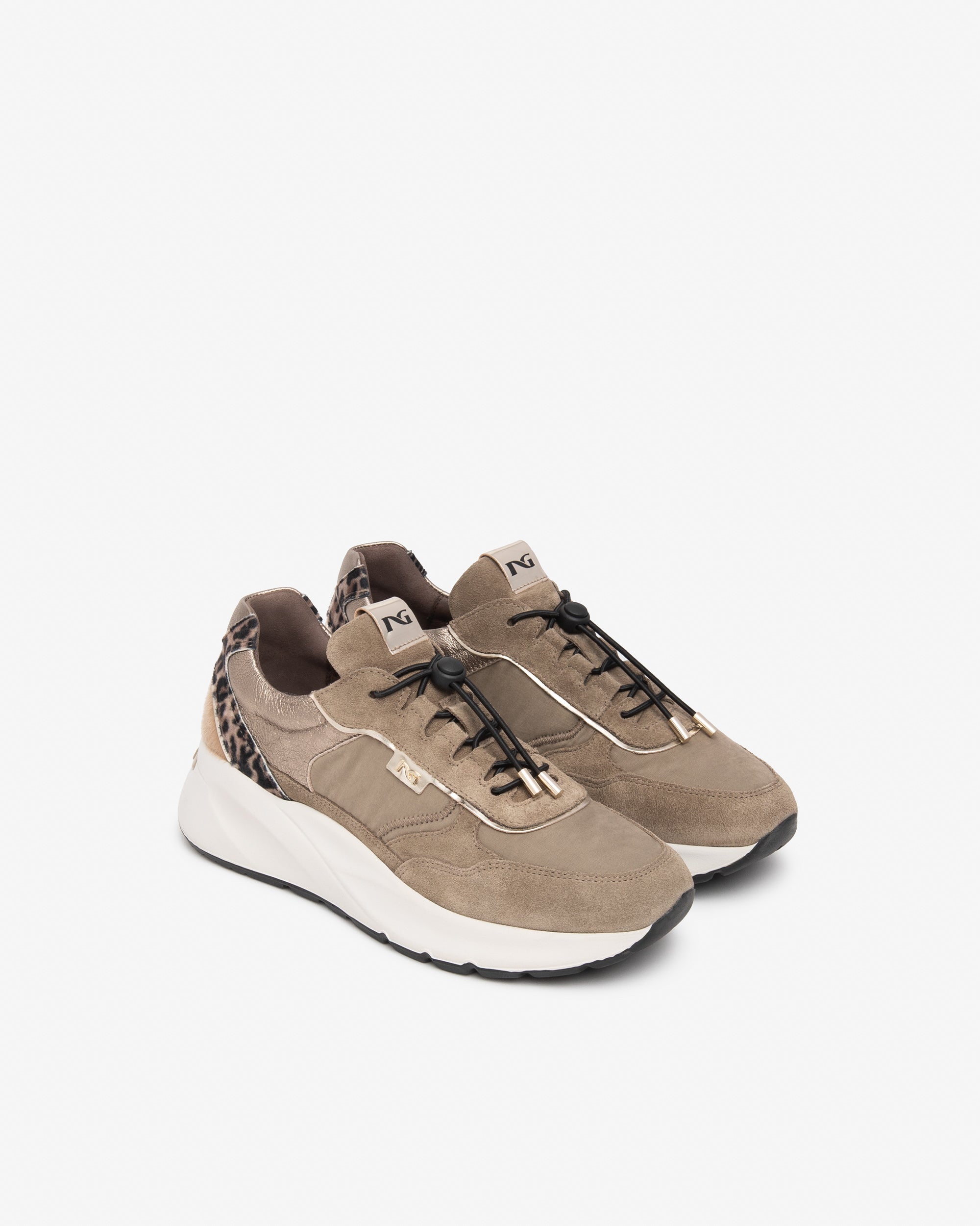 NeroGiardini Sneakers Femme Cuir Toile Imprimé Animalier