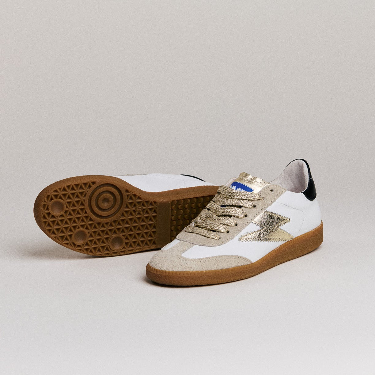 SMR Emily D331 baskets cuir blanc et or