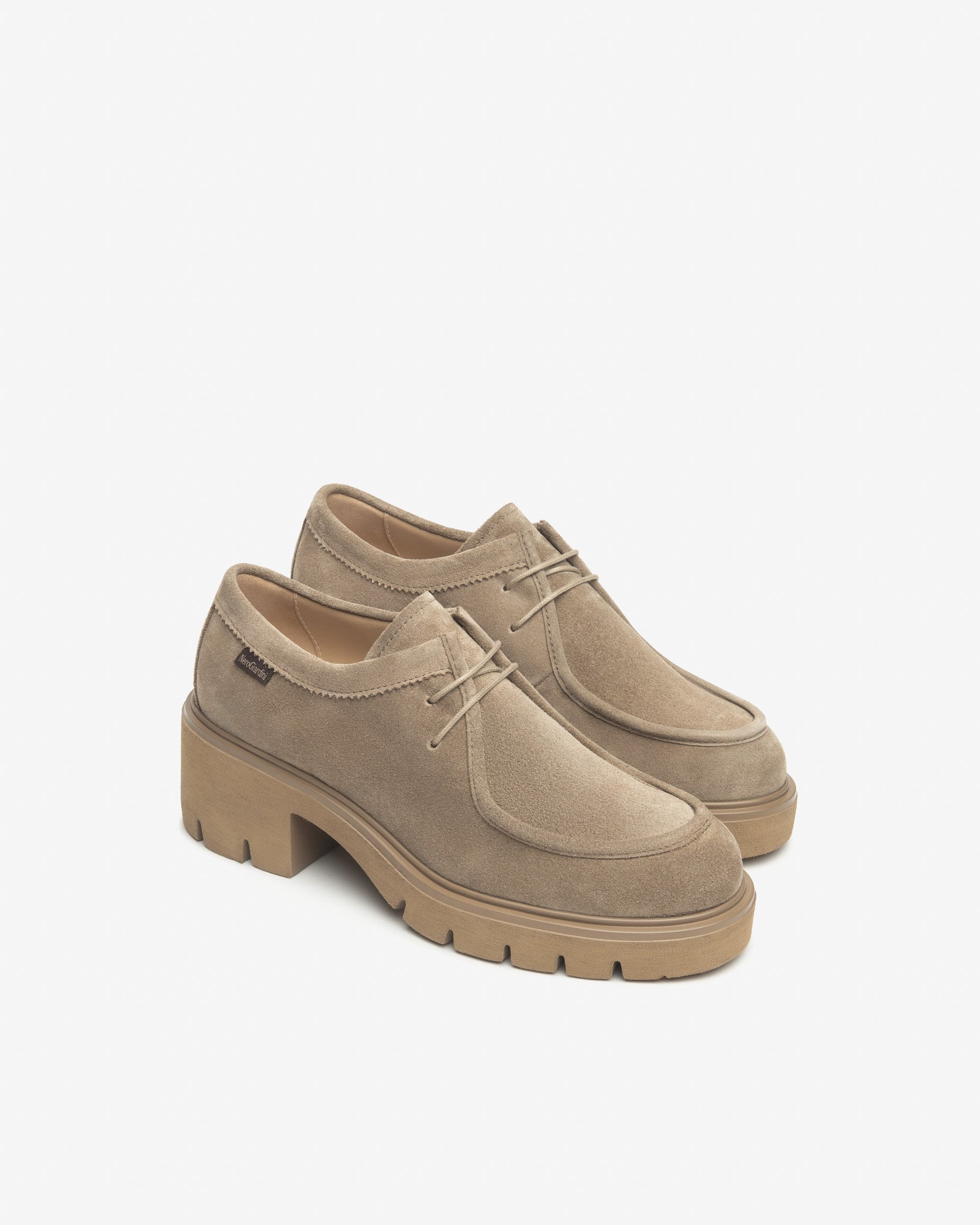 Nerogiardini Chaussures à Lacets Femme Cuir Velours