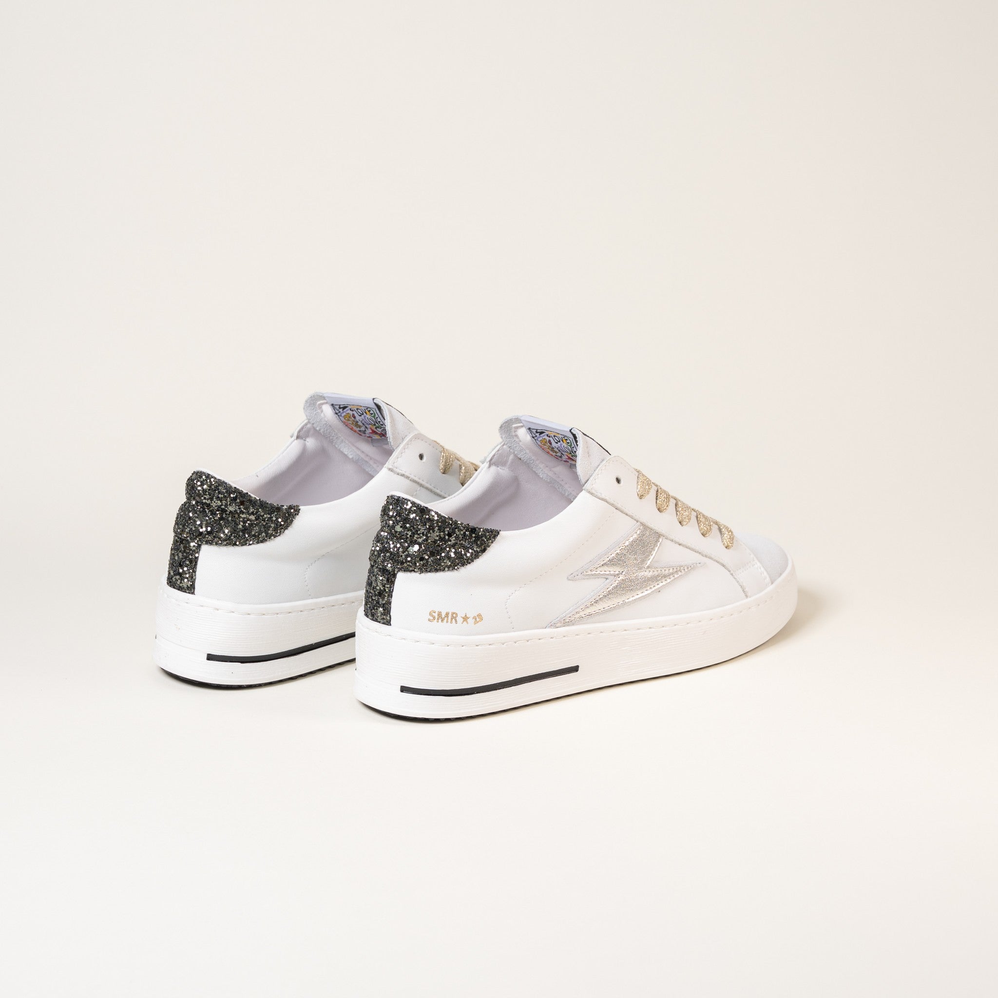 SMR Maya E479 Baskets Blanc Champagne Cuir