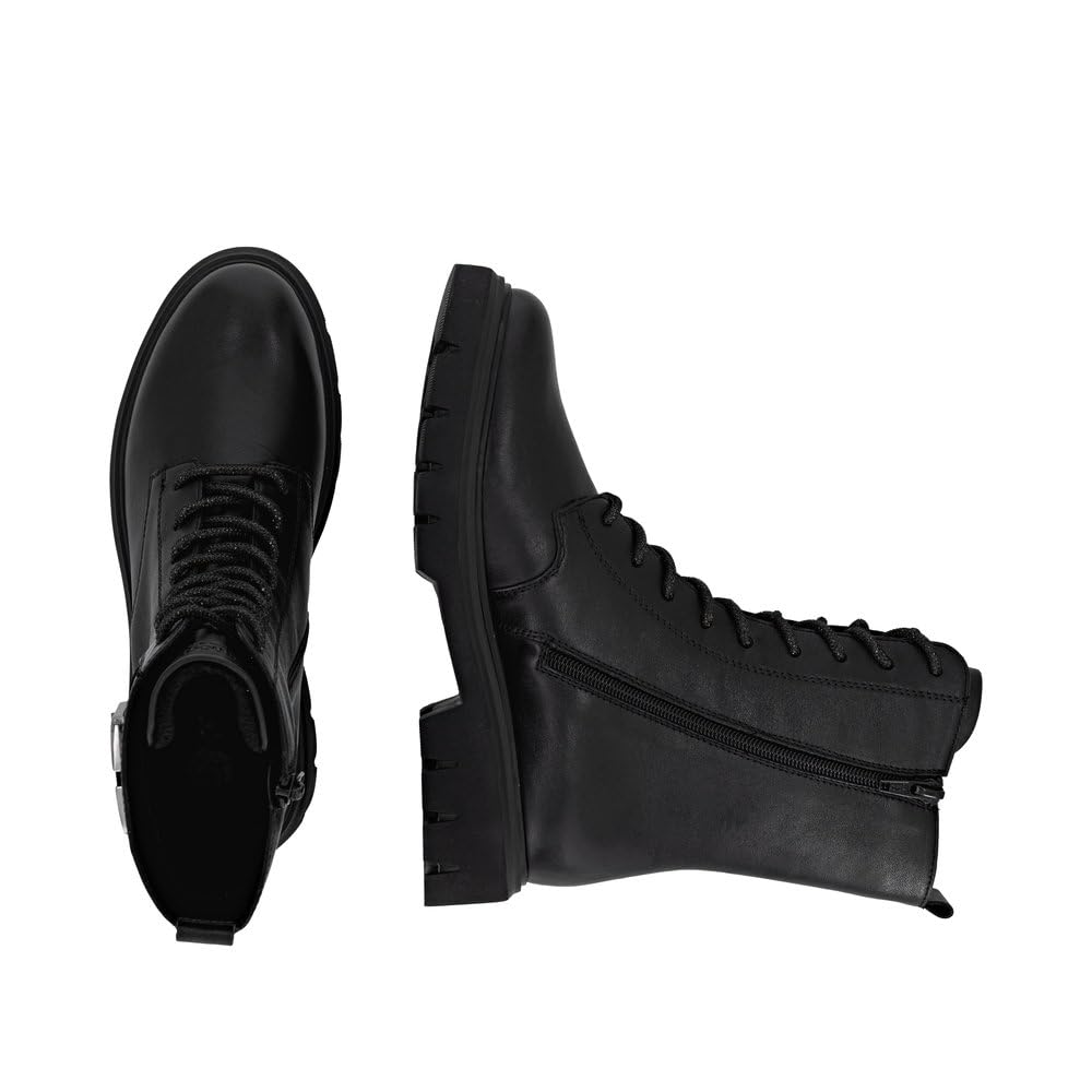 Remonte D1W82-00 bottines à lacets femme noir cuir lisse