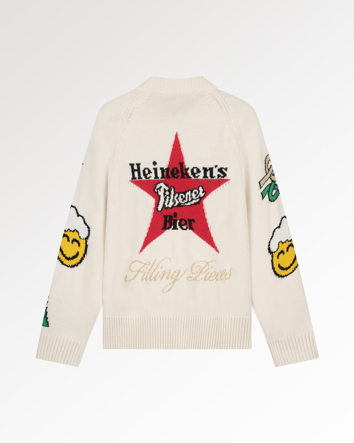 Filling Pieces Heineken gilet zippé blanc laine jacquard