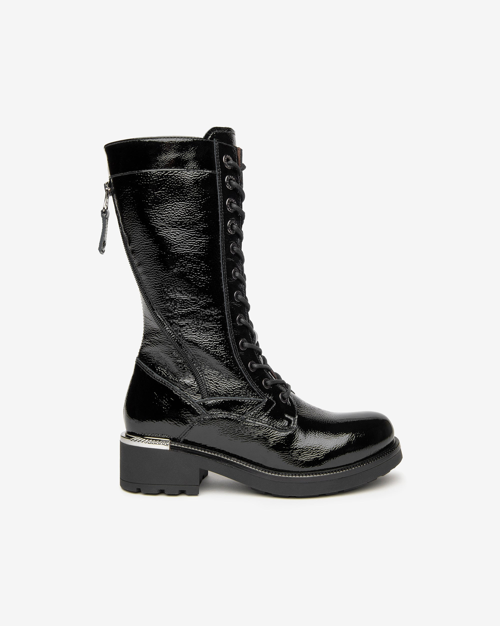 Nerogiardini Bottes Femme Vernis Lacets Talon 4 cm