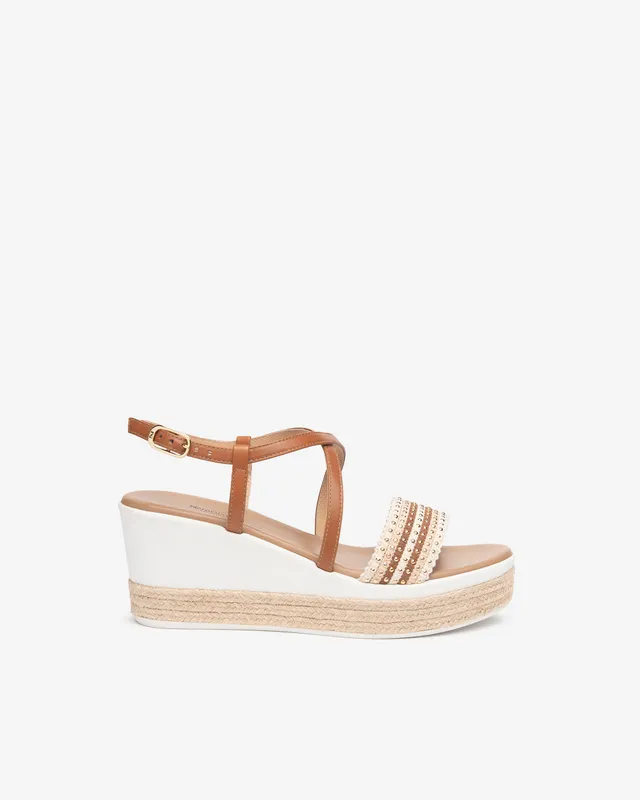 NeroGiardini Sandales femme cuir compensées 7 cm