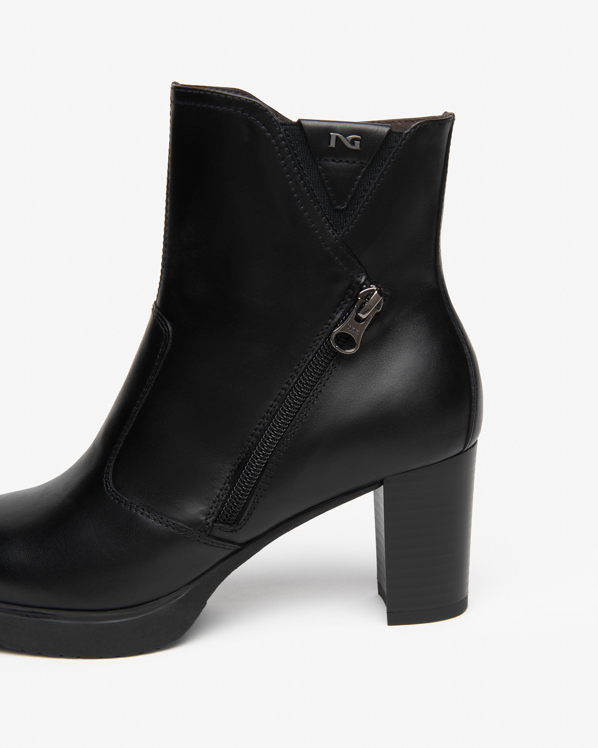 NeroGiardini Bottines Femme Cuir Plateforme Zip Talon 70 mm