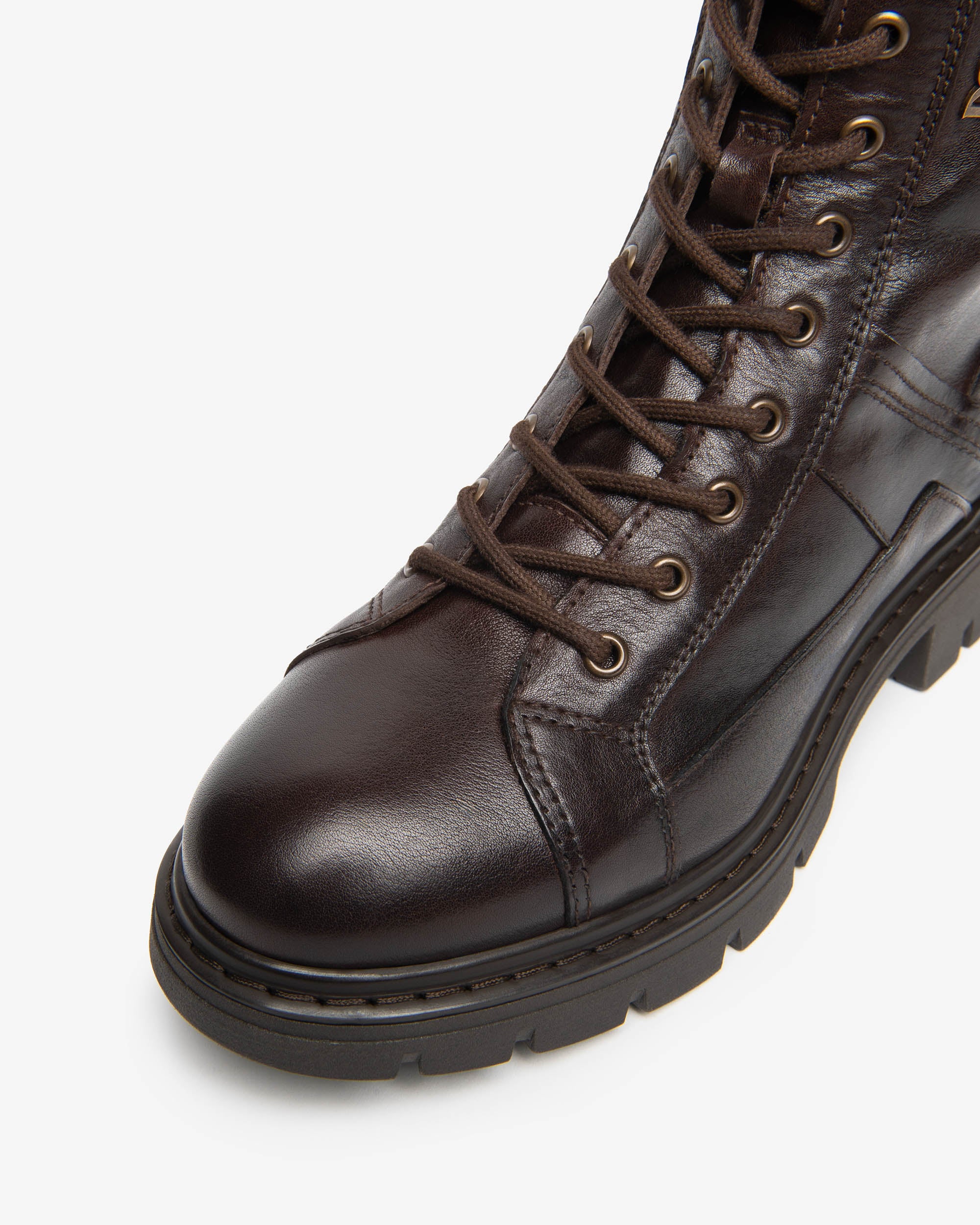 Nerogiardini Bottes Femme Cuir Combat Lacets Talon Plat