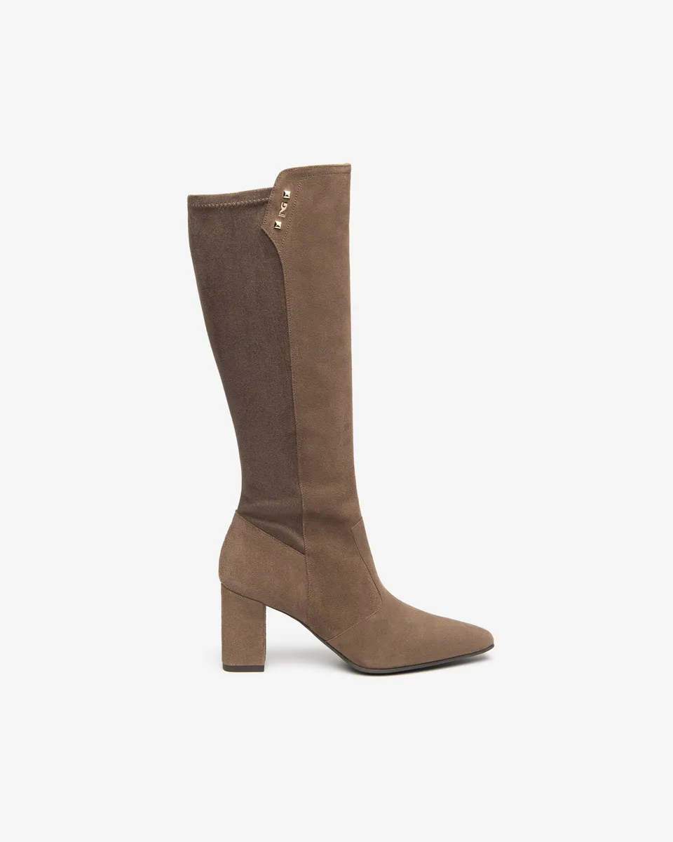 NeroGiardini Bottes Femme Daim Talon 75 mm Zip