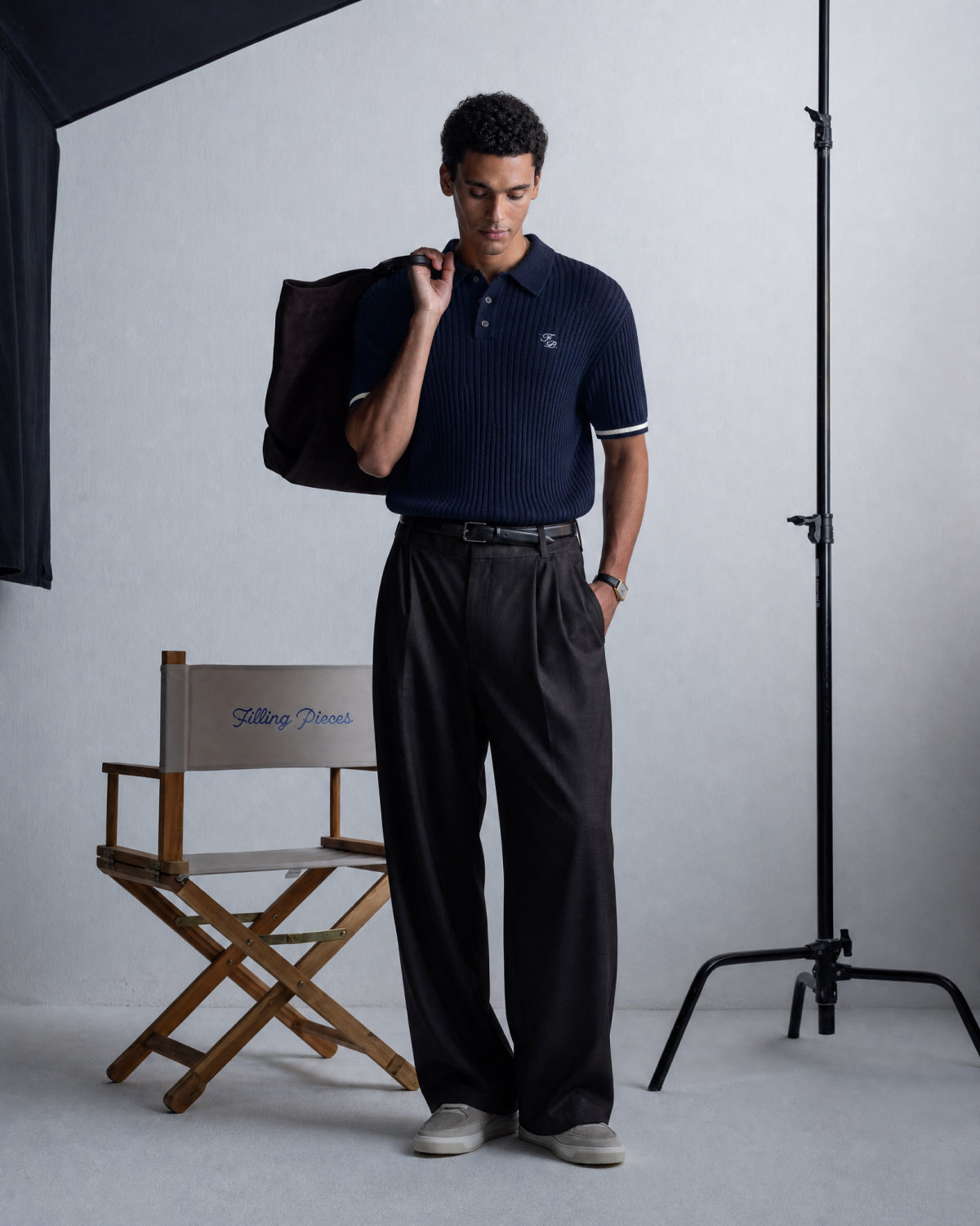 Filling Pieces Knit Polo Boucle polo Maritime Blue coton