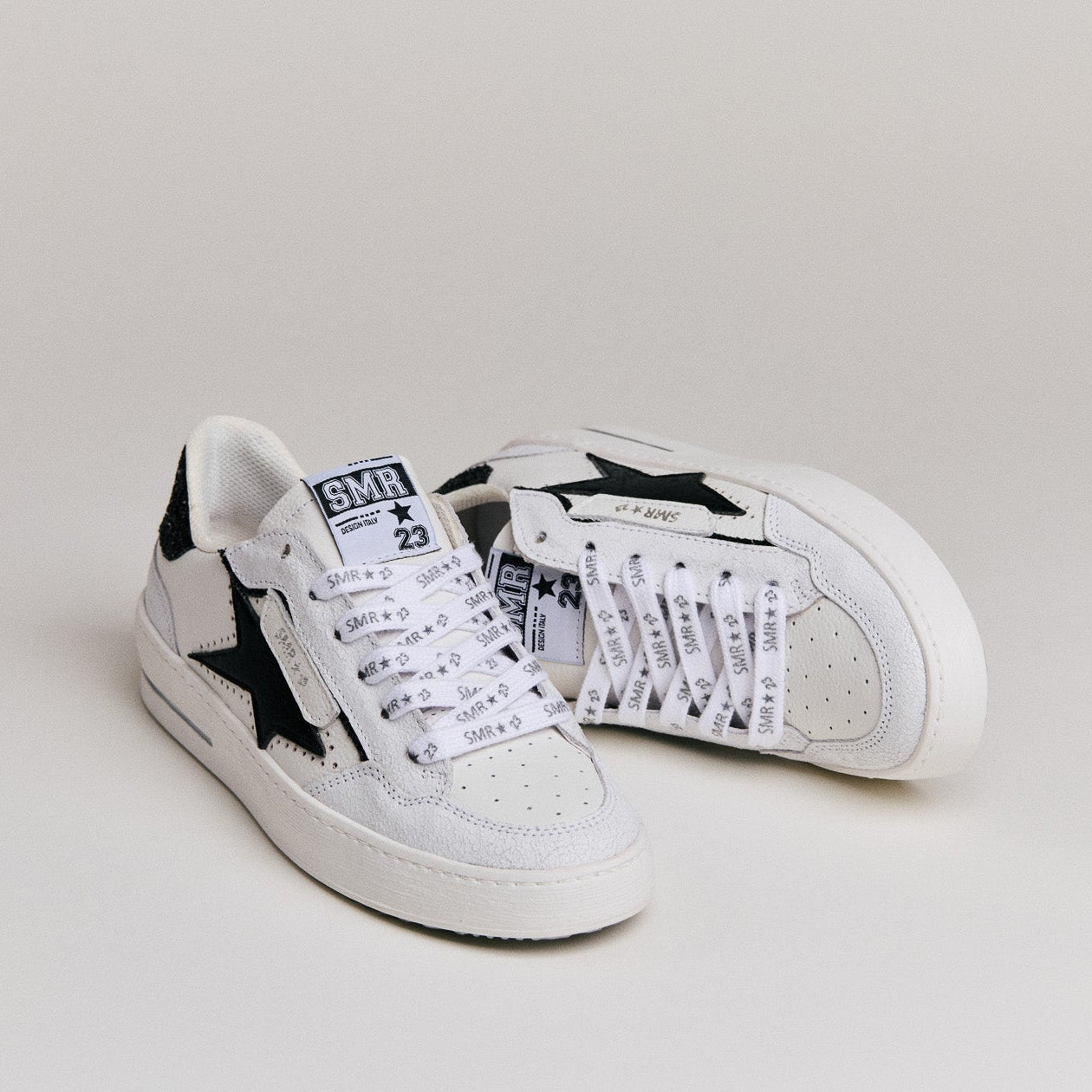 SMR Ale D613 baskets cuir blanc noir