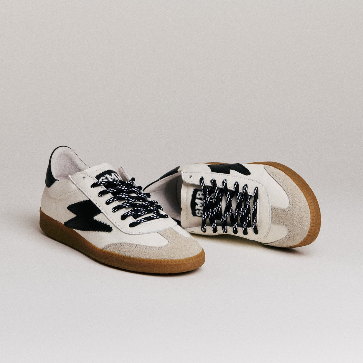 SMR Emily D332 baskets cuir blanc noir daim
