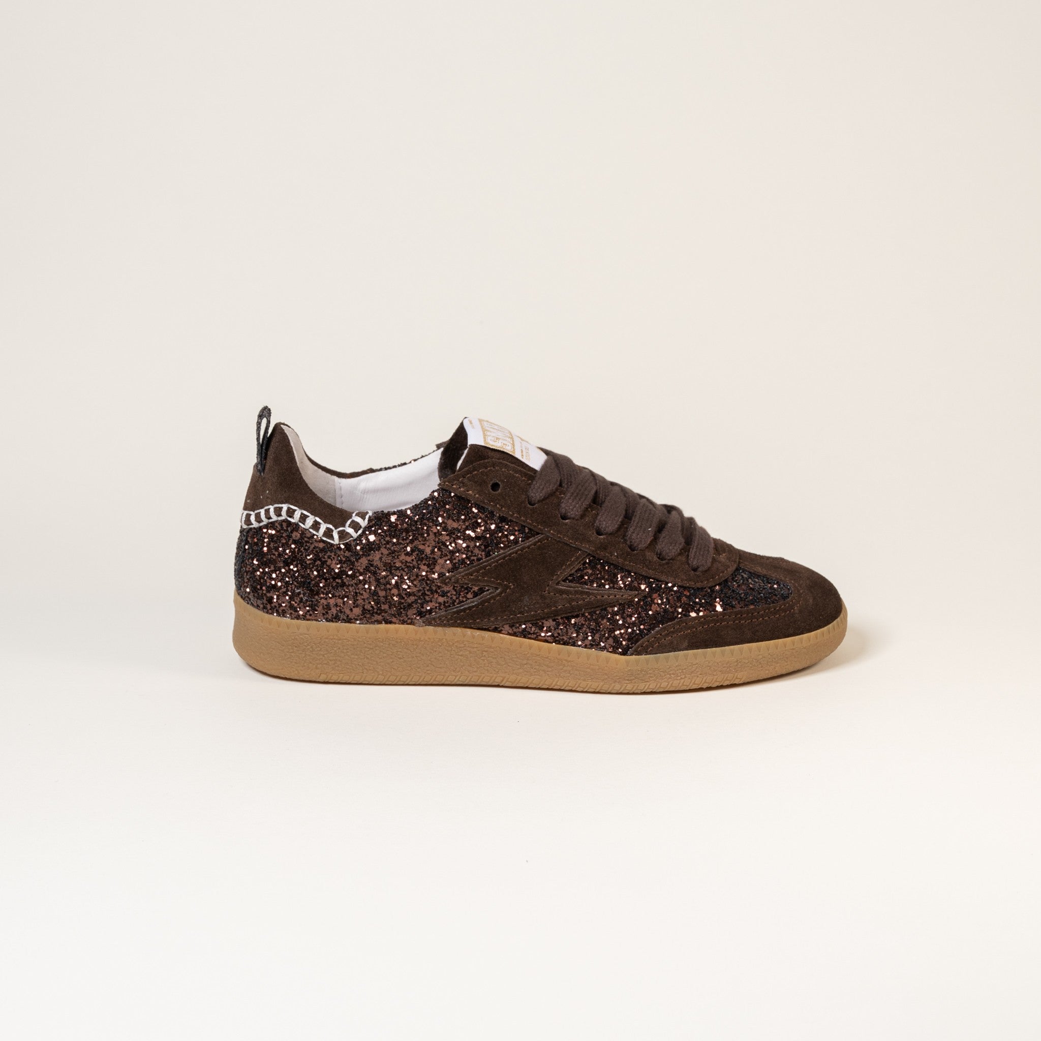 Semerdjian Kayla E112 baskets cuir glitter marron